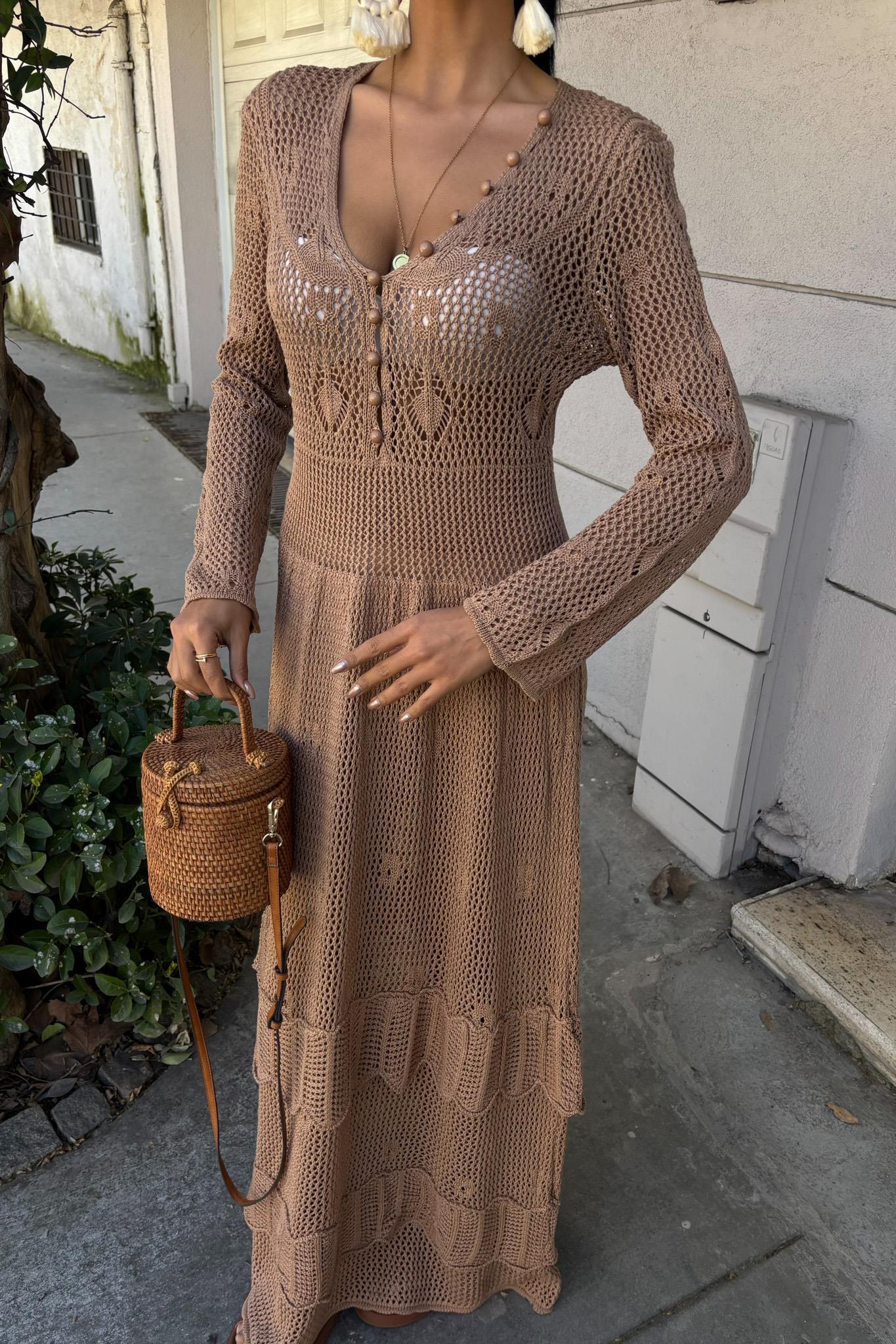 Düğme Detaylı ve Kat Etekli Etnik Elbise 2859 R1-J-K4