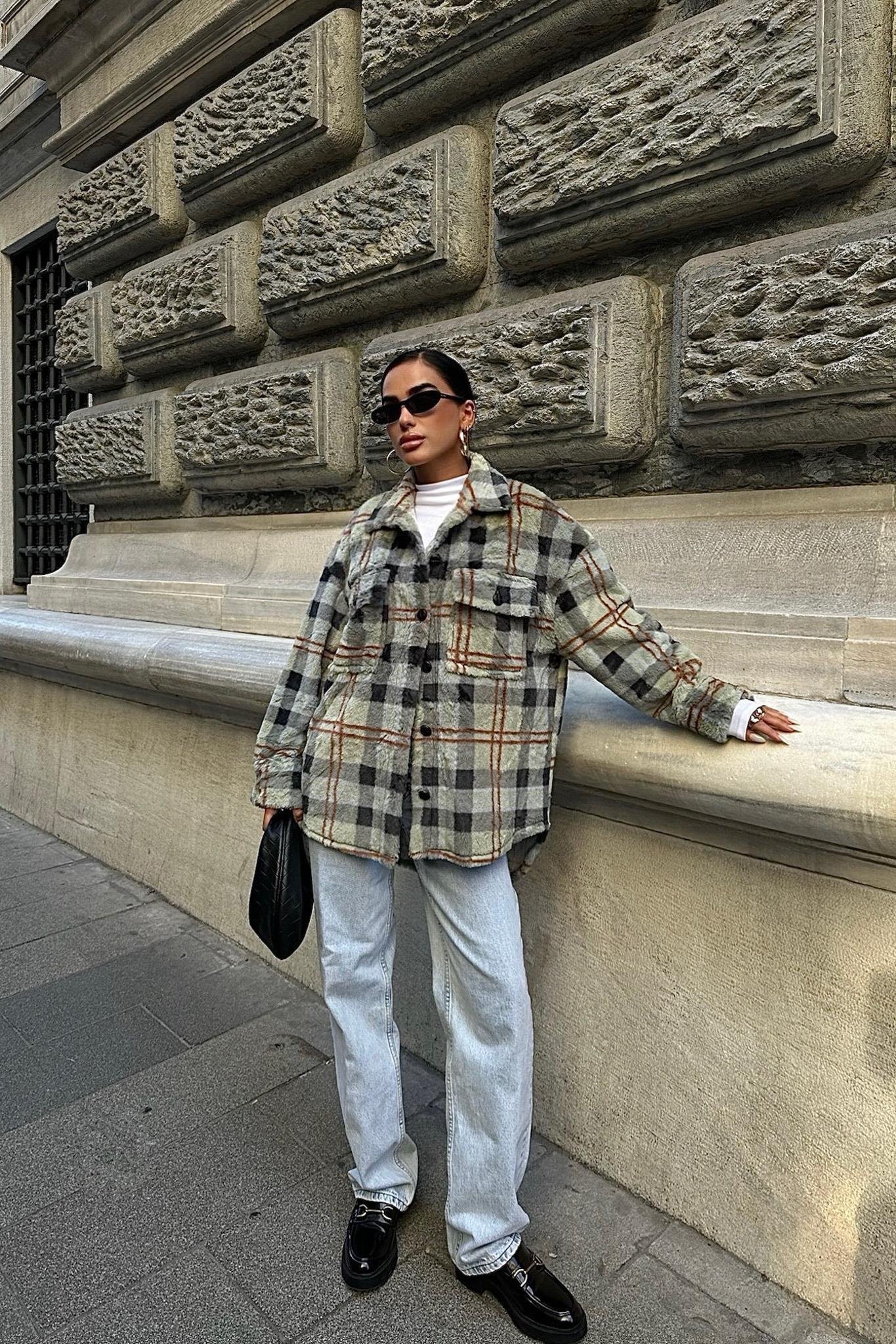 Ekose Desenli Oduncu Peluş Gömlek 3403