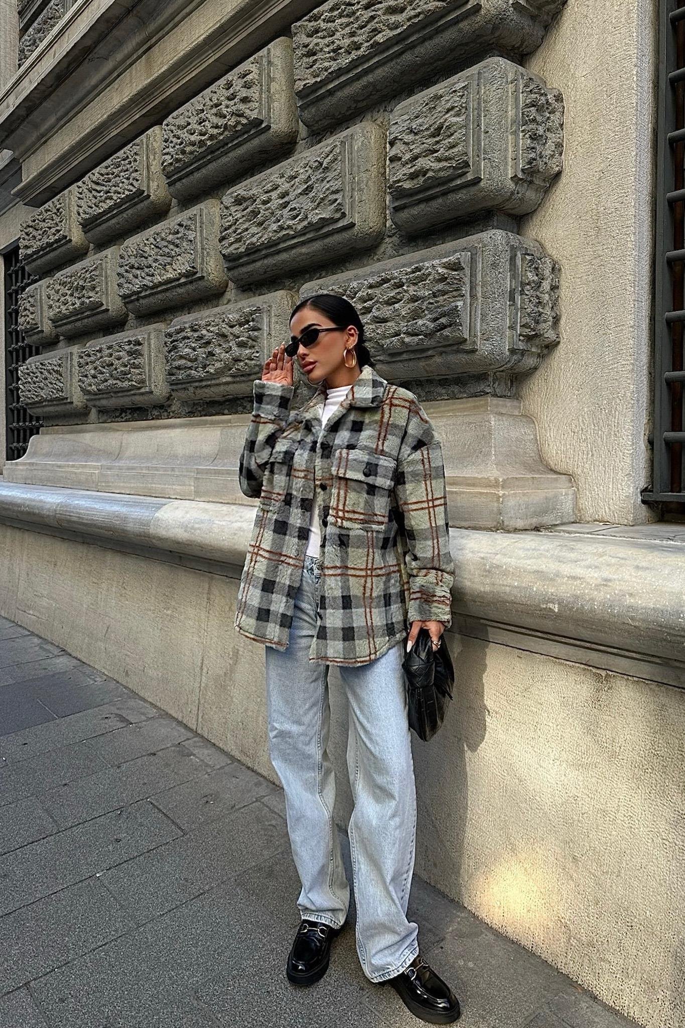 Ekose Desenli Oduncu Peluş Gömlek 3403