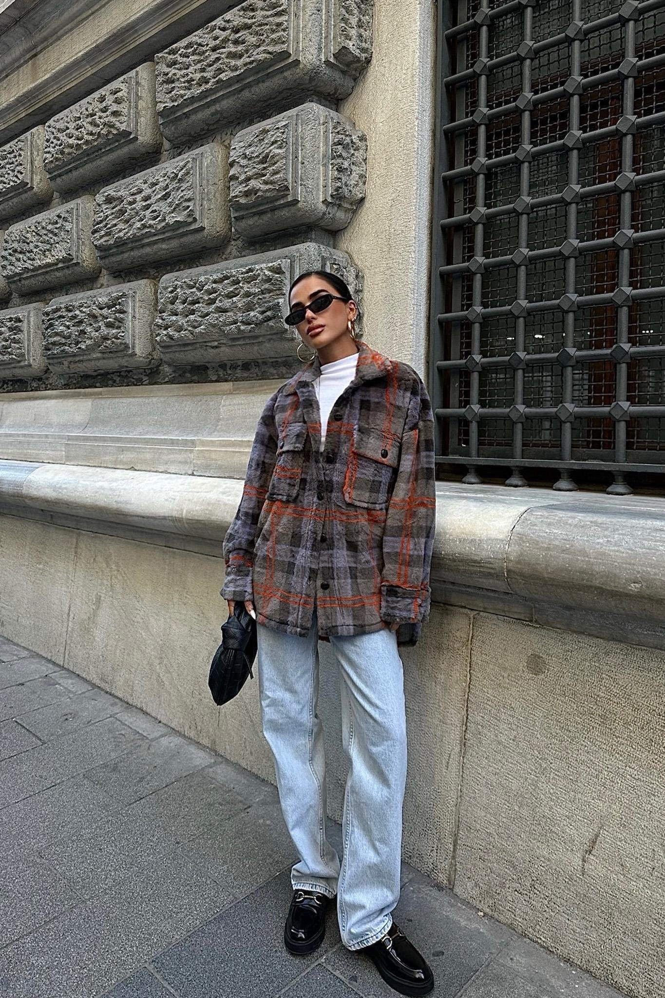 Ekose Desenli Oduncu Peluş Gömlek 3403