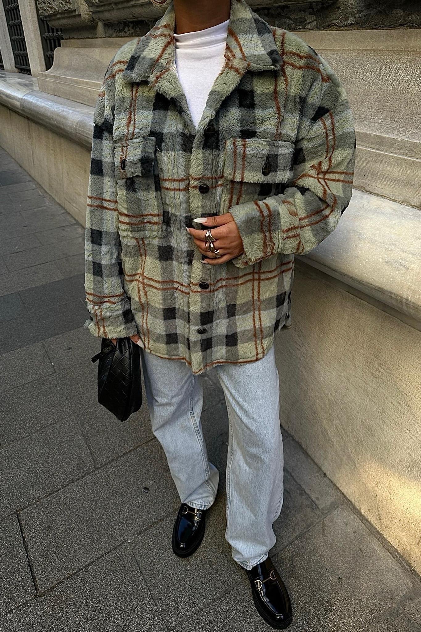 Ekose Desenli Oduncu Peluş Gömlek 3403