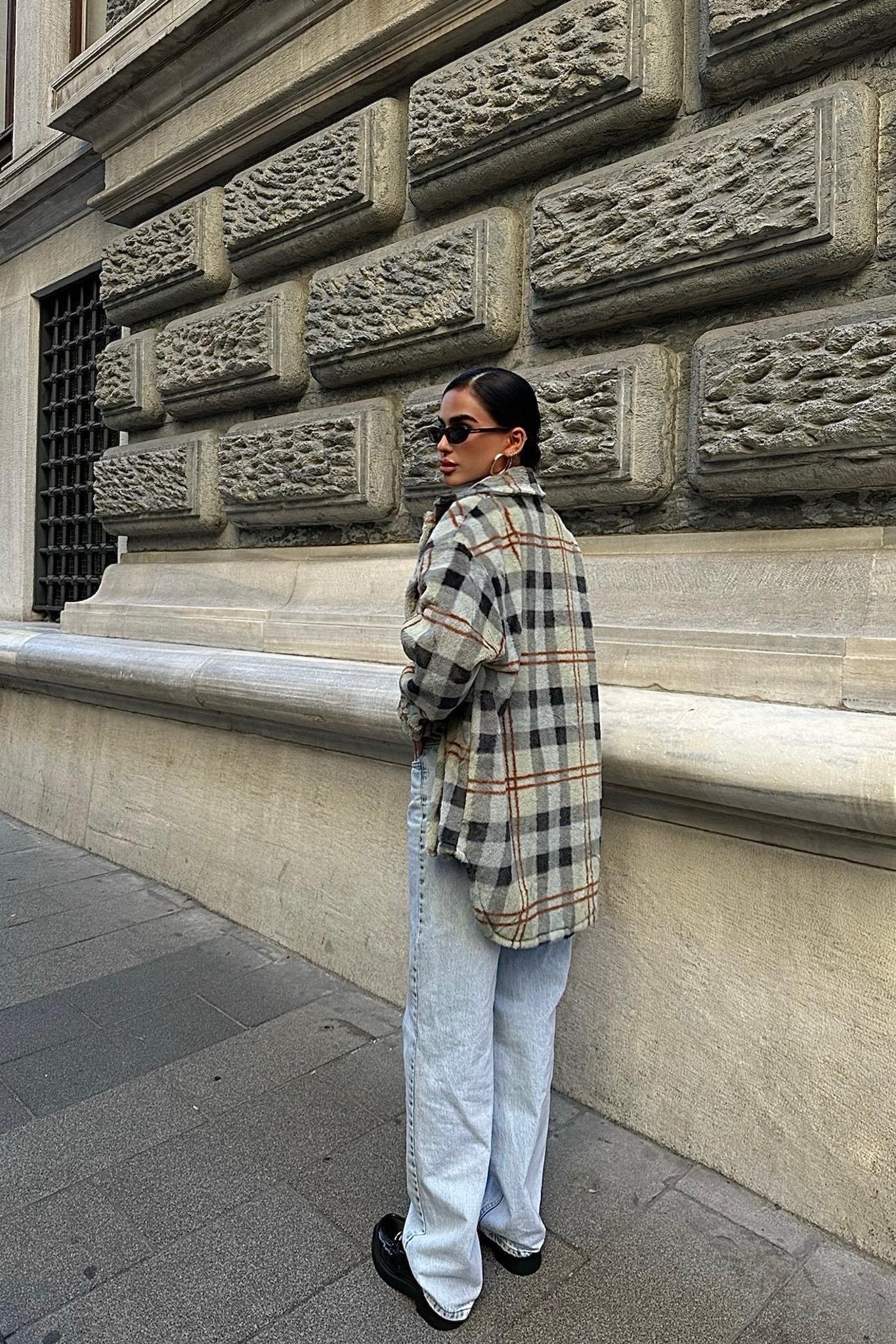 Ekose Desenli Oduncu Peluş Gömlek 3403