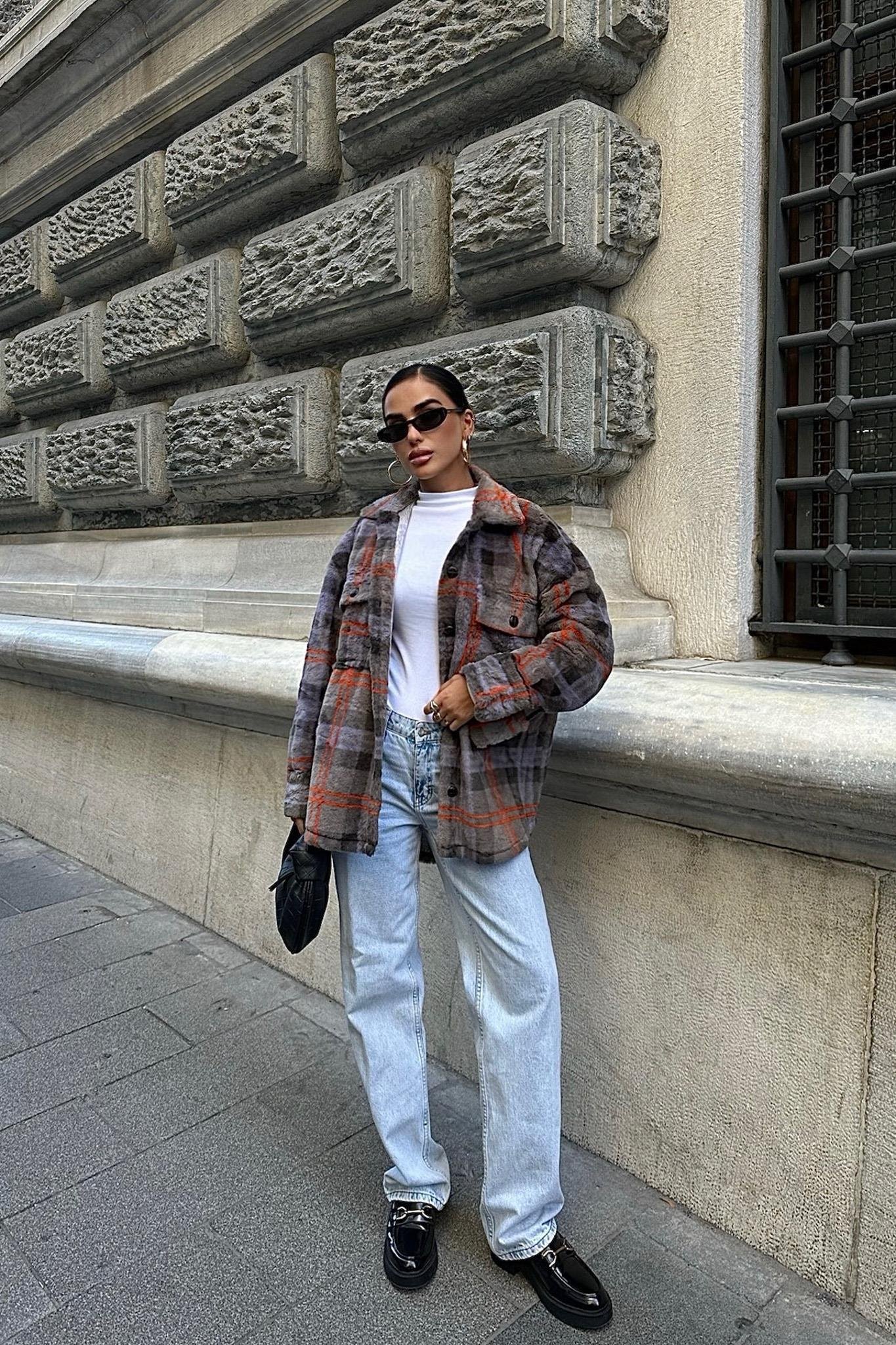 Ekose Desenli Oduncu Peluş Gömlek 3403