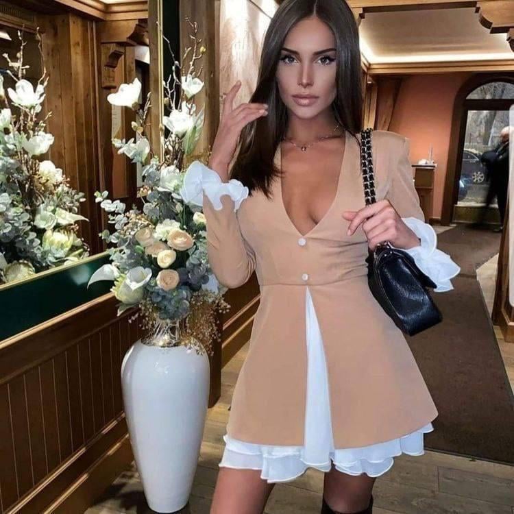 Eteği Ve Kol Ucu şifon Detaylı Elbise