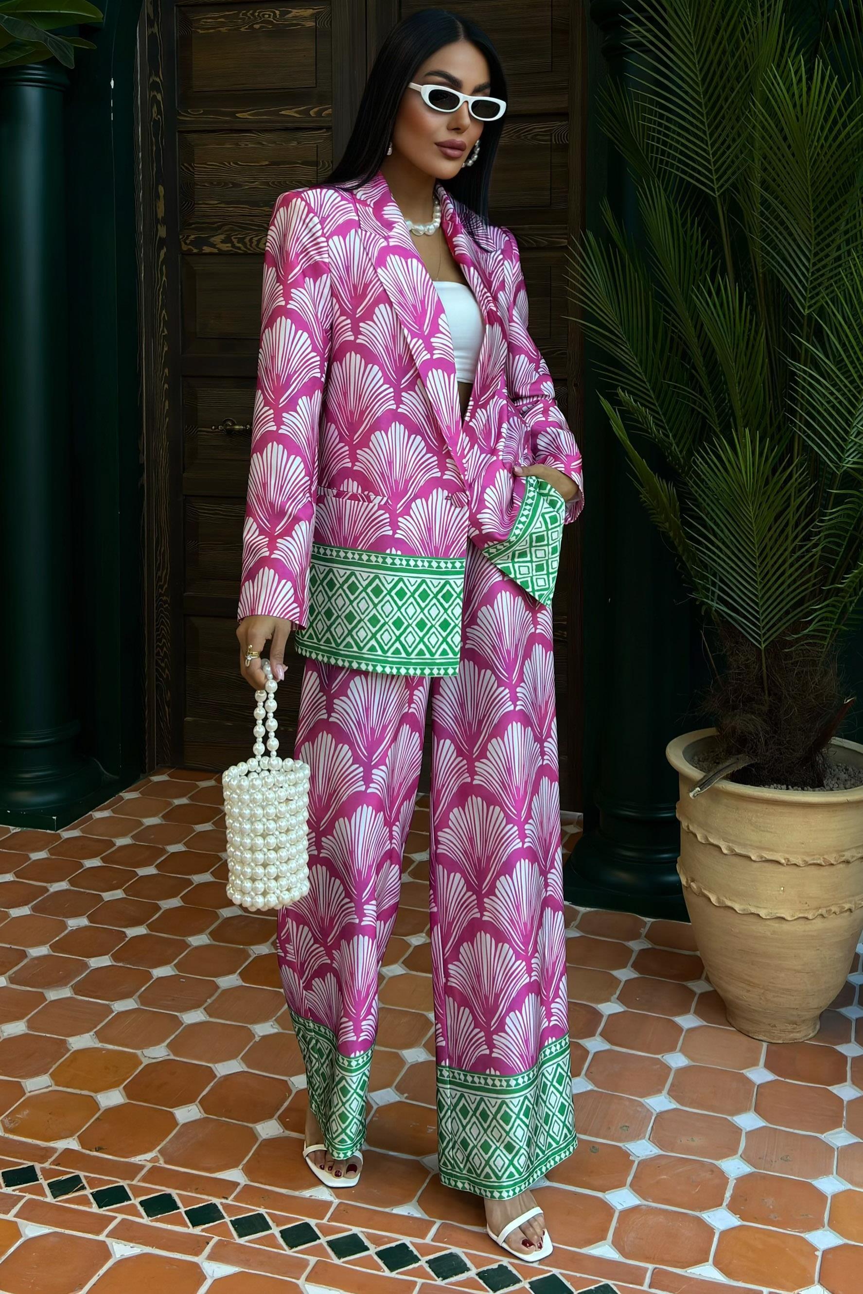 Etnik Desen Chanel Saten Takım 10028 R8-J-K5