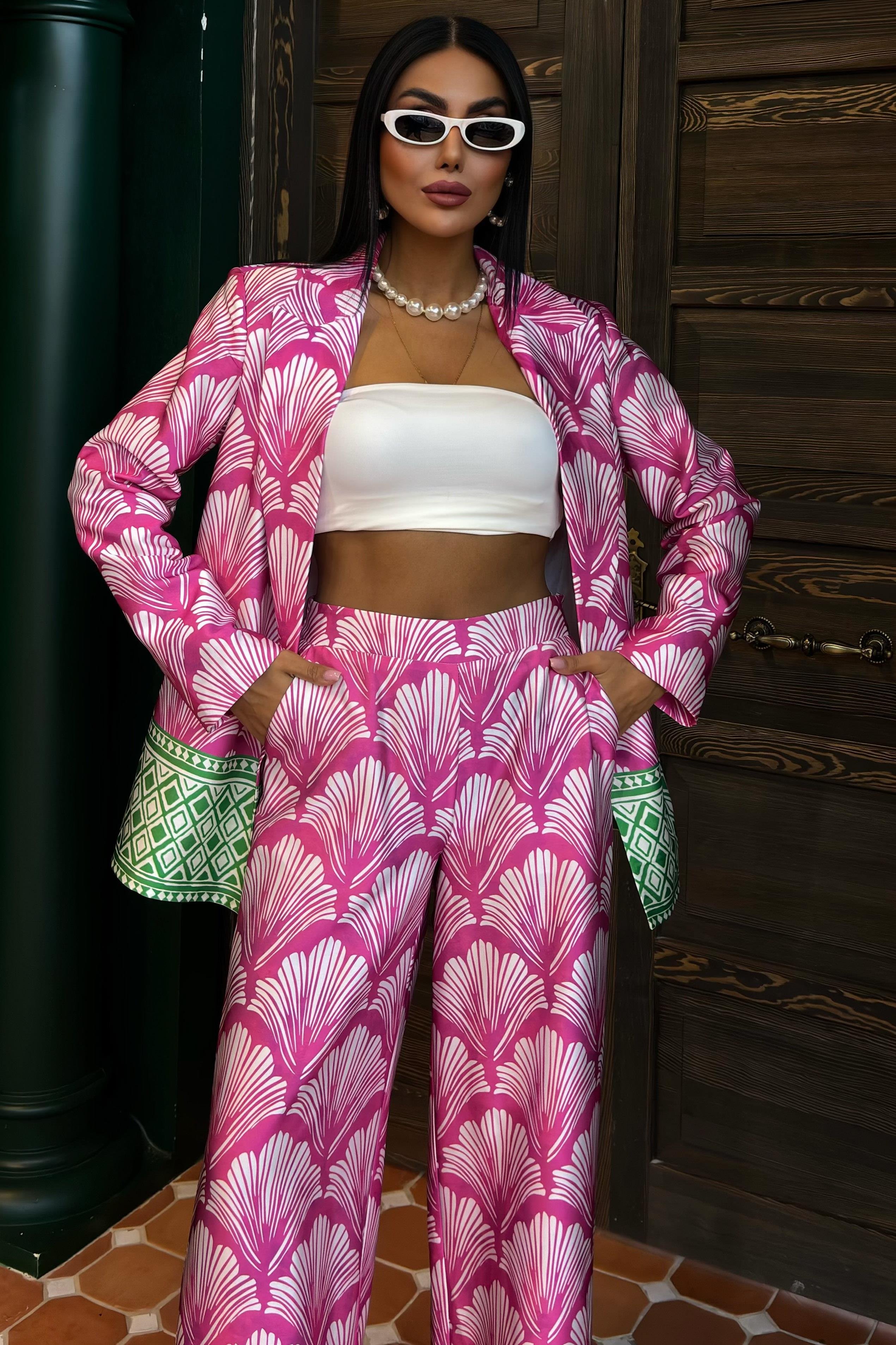 Etnik Desen Chanel Saten Takım 10028 R8-J-K5