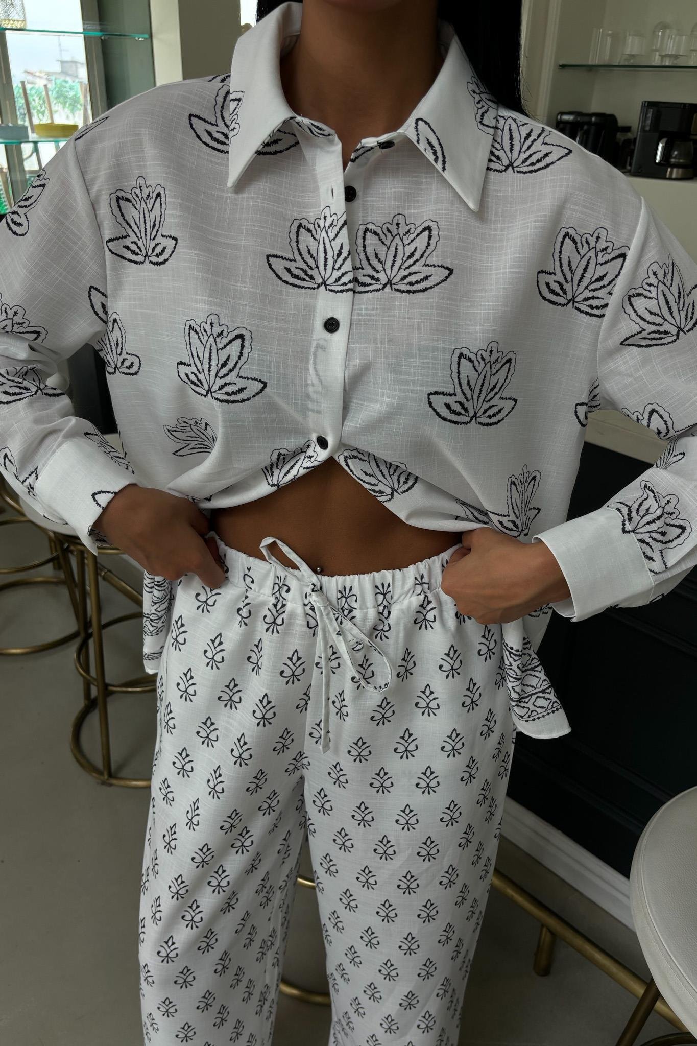 Etnik Desenli İkili Keten Takım 10120 R6-C-K4