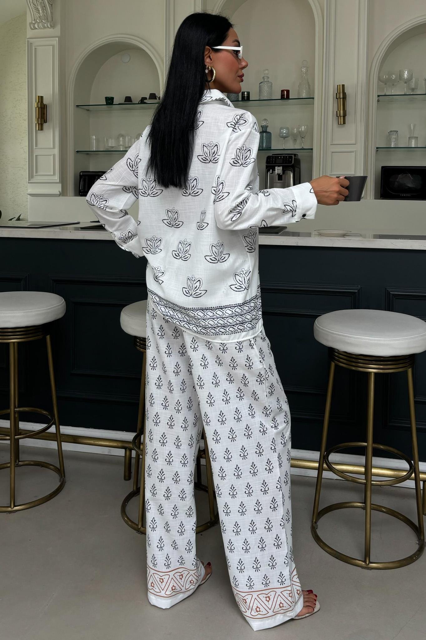 Etnik Desenli İkili Keten Takım 10120 R6-C-K4