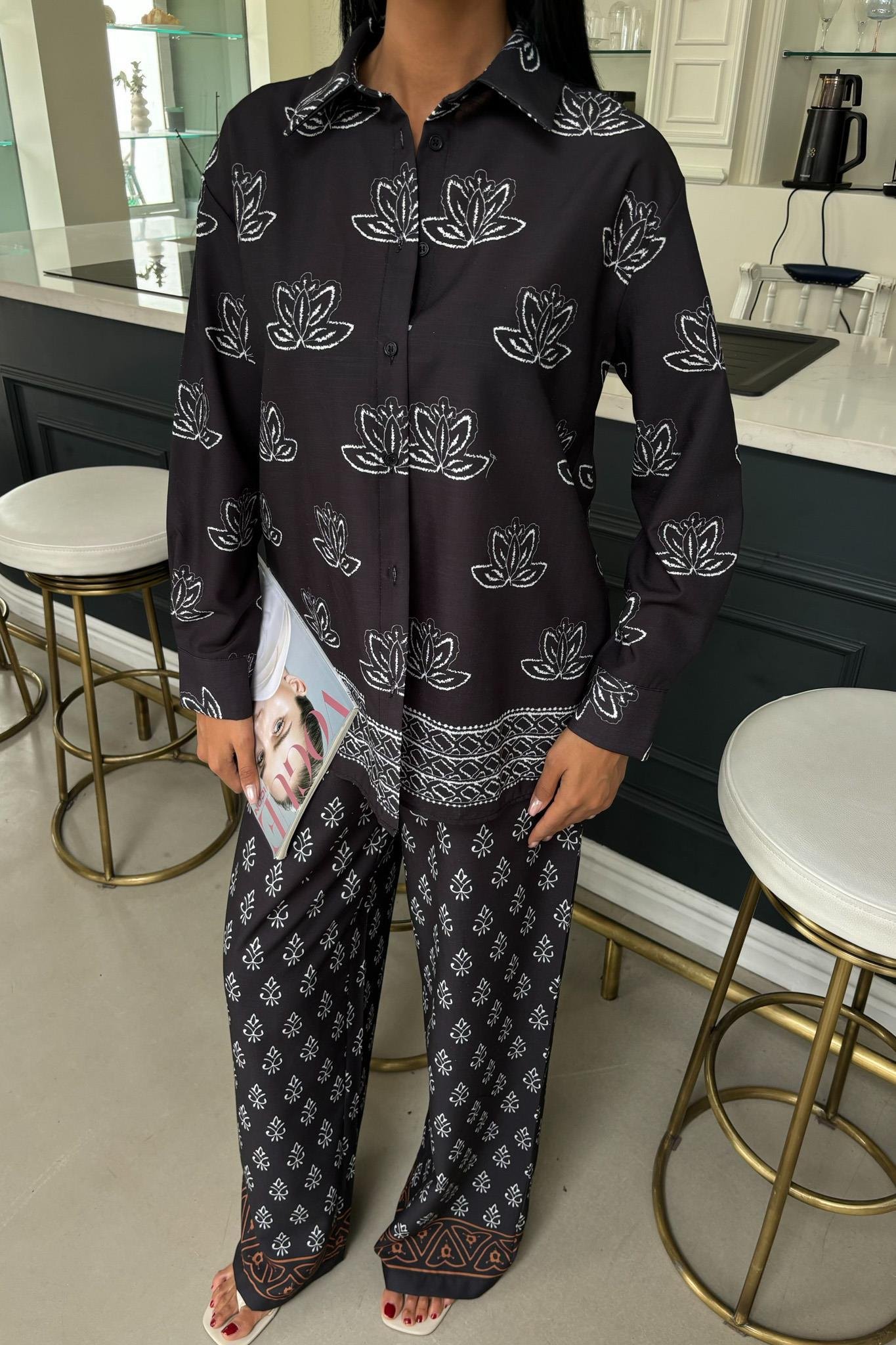 Etnik Desenli İkili Keten Takım 10120 R6-C-K4