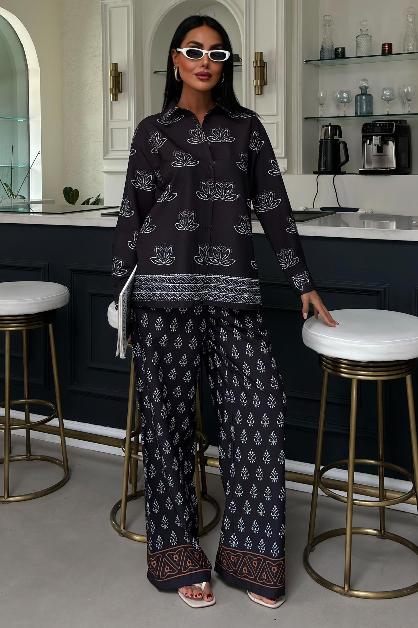 Etnik Desenli İkili Keten Takım 10120 R6-C-K4