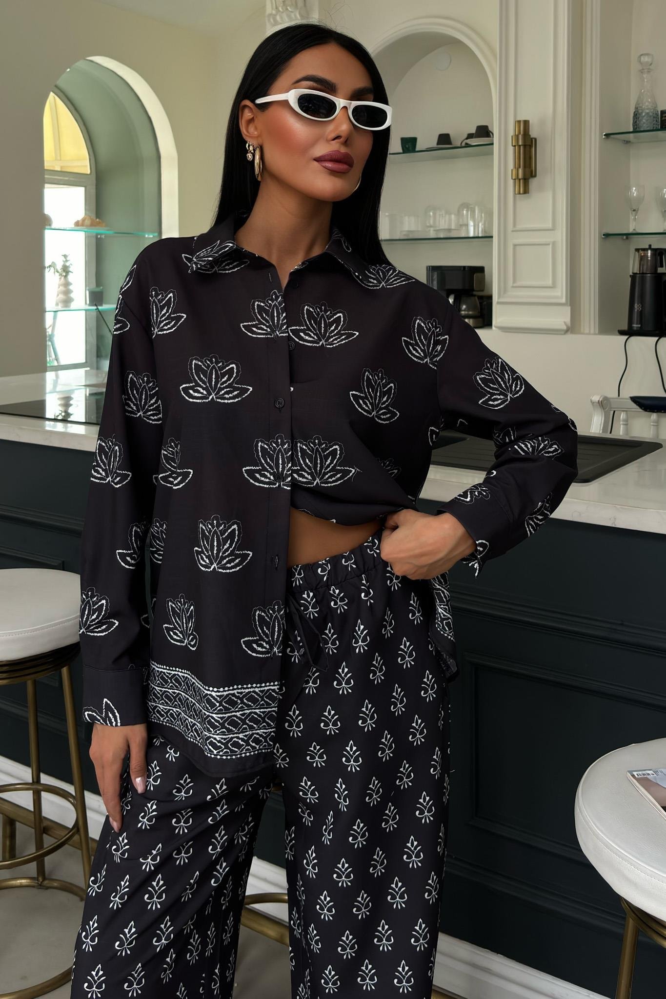 Etnik Desenli İkili Keten Takım 10120 R6-C-K4