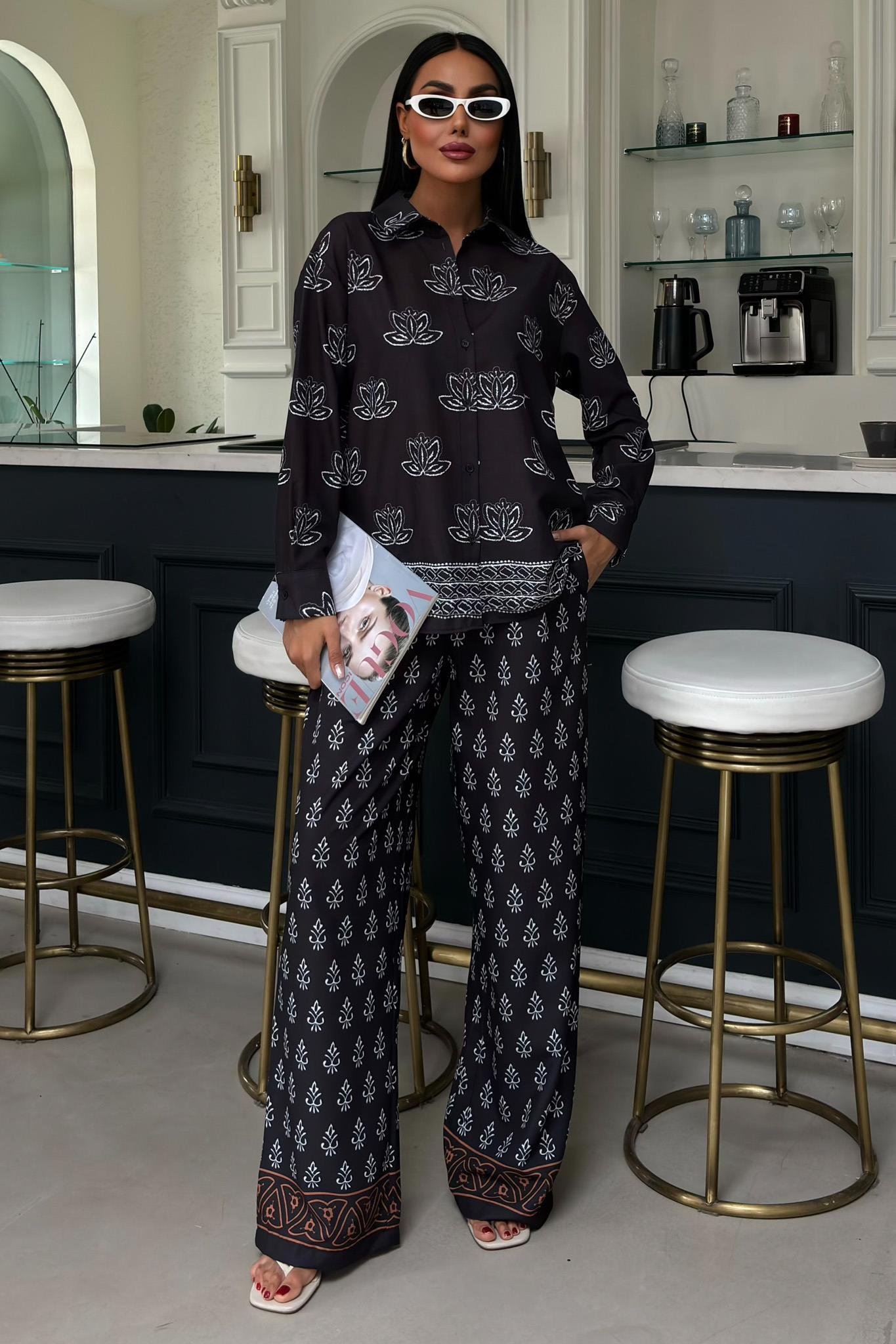 Etnik Desenli İkili Keten Takım 10120 R6-C-K4