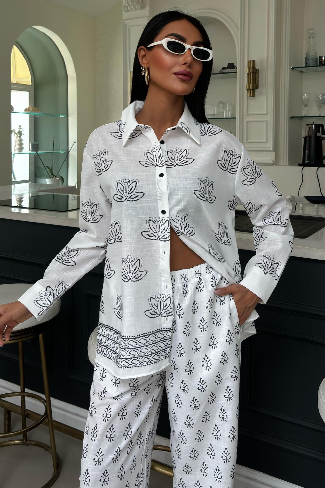 Etnik Desenli İkili Keten Takım 10120 R6-C-K4