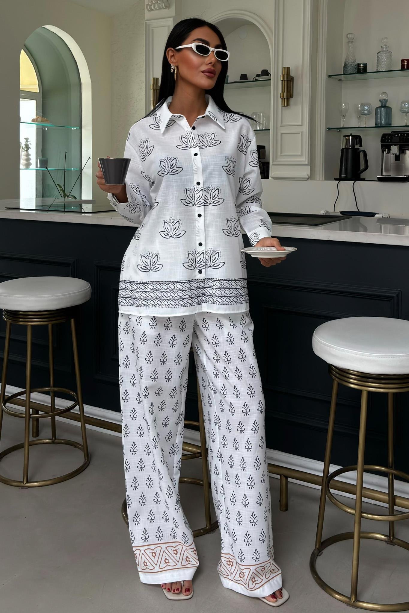 Etnik Desenli İkili Keten Takım 10120 R6-C-K4