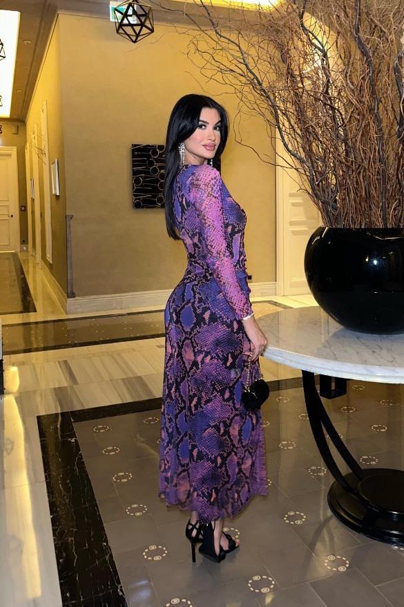 Euphoria Animal Desenli Tül Elbise 2639-8