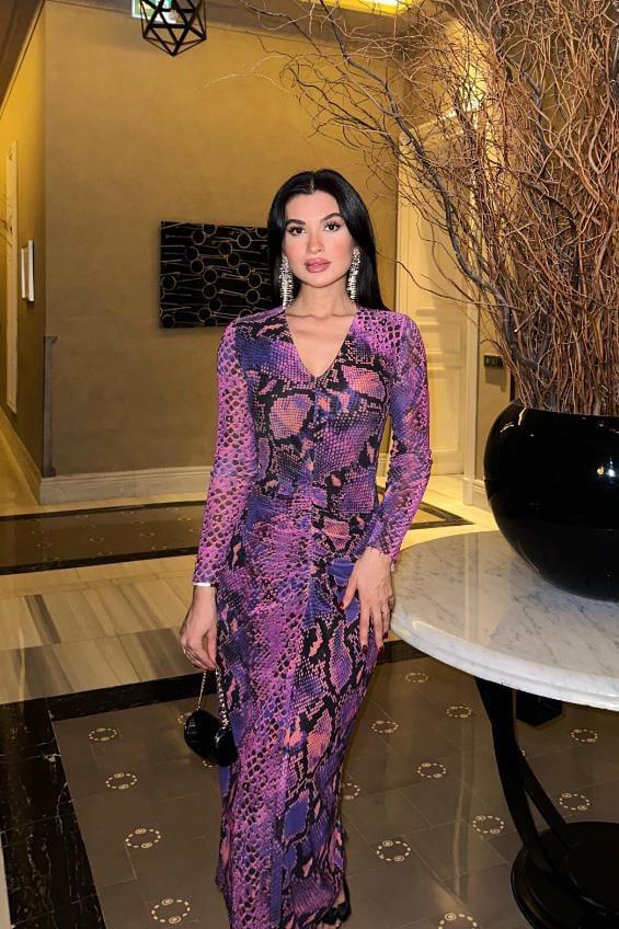 Euphoria Animal Desenli Tül Elbise 2639-8