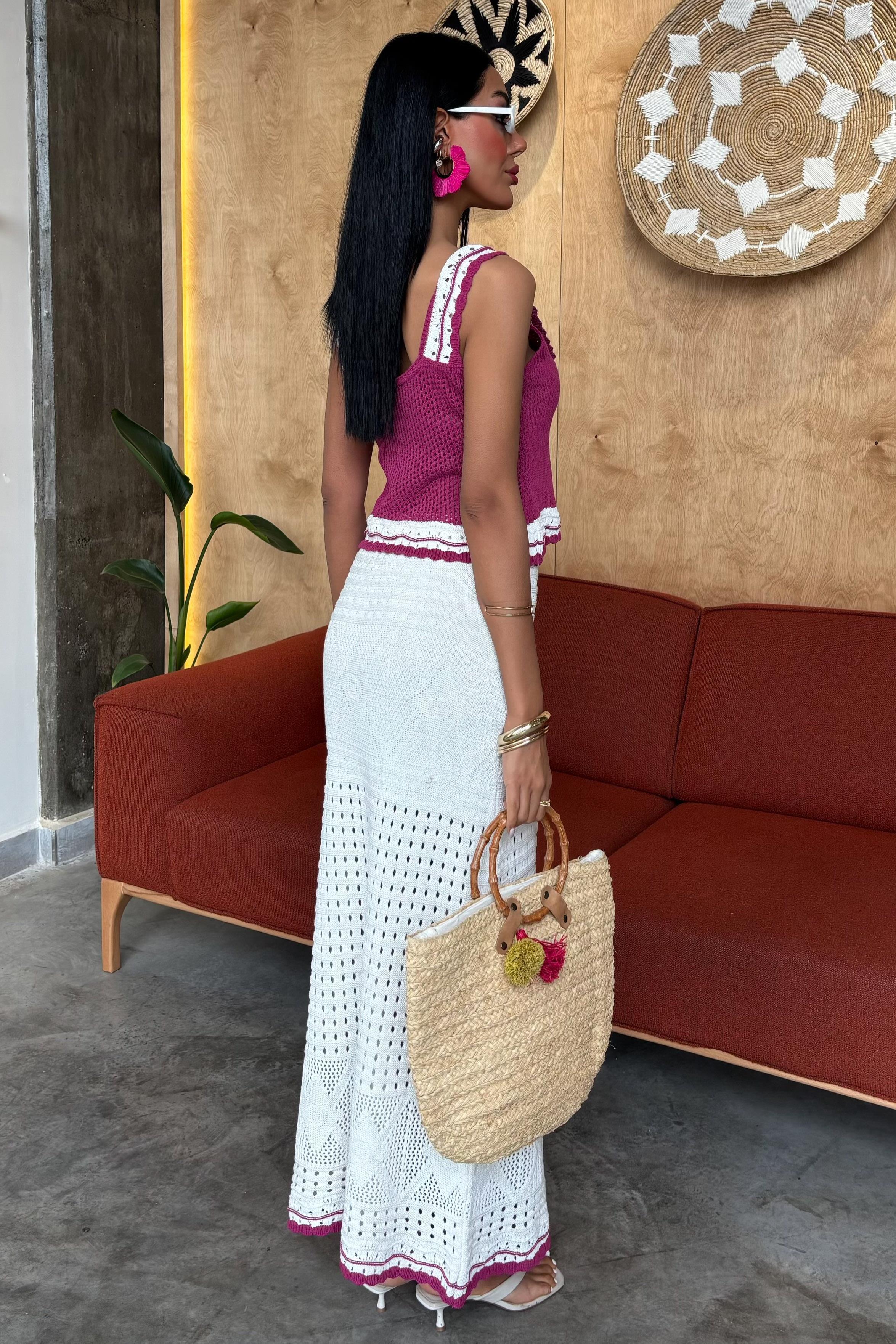 Fırfır Detaylı Uzun Etekli Triko Takım 10115 R2-B-K5