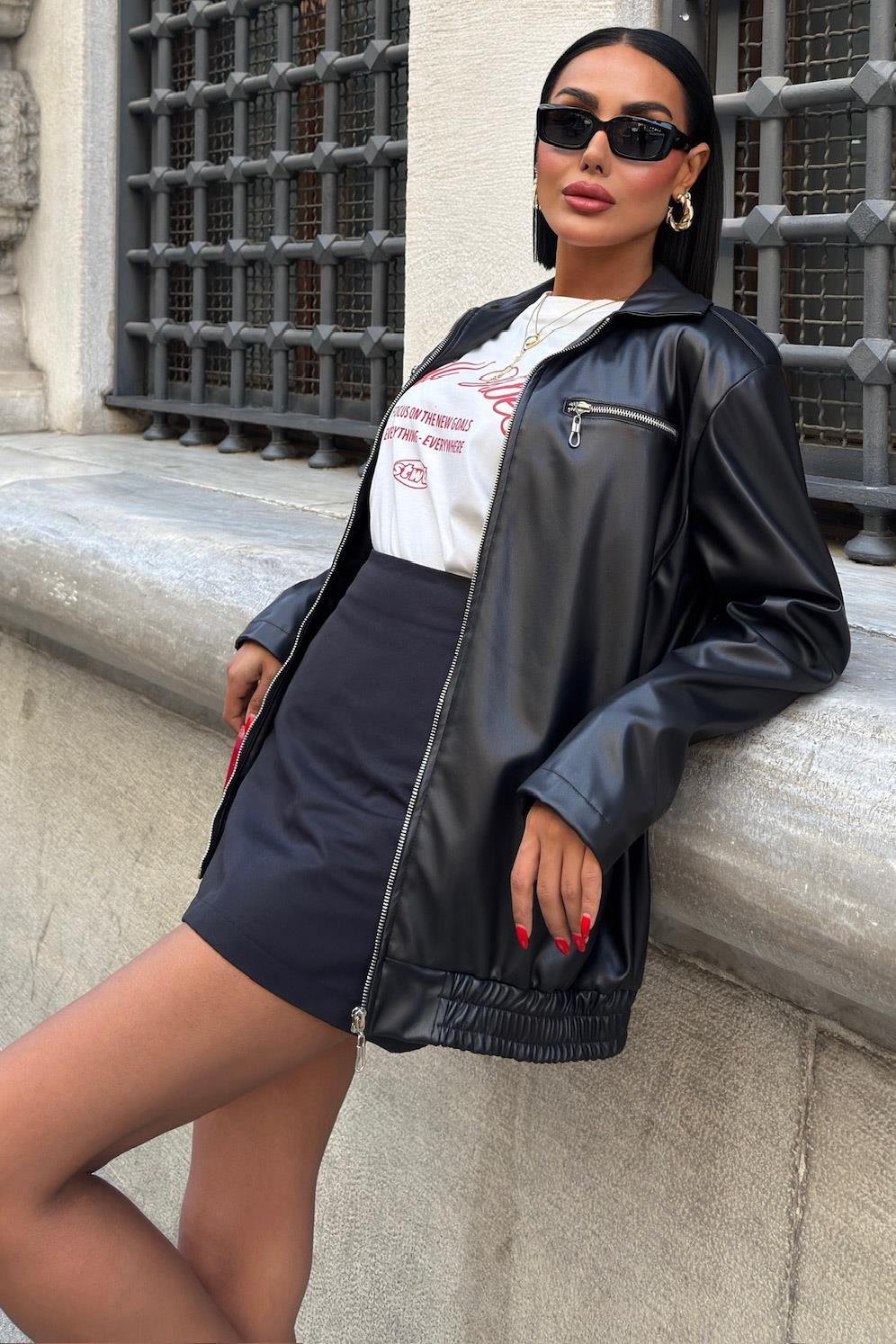 Florie Oversize Suni Deri Ceket 6108 R1-O-K2