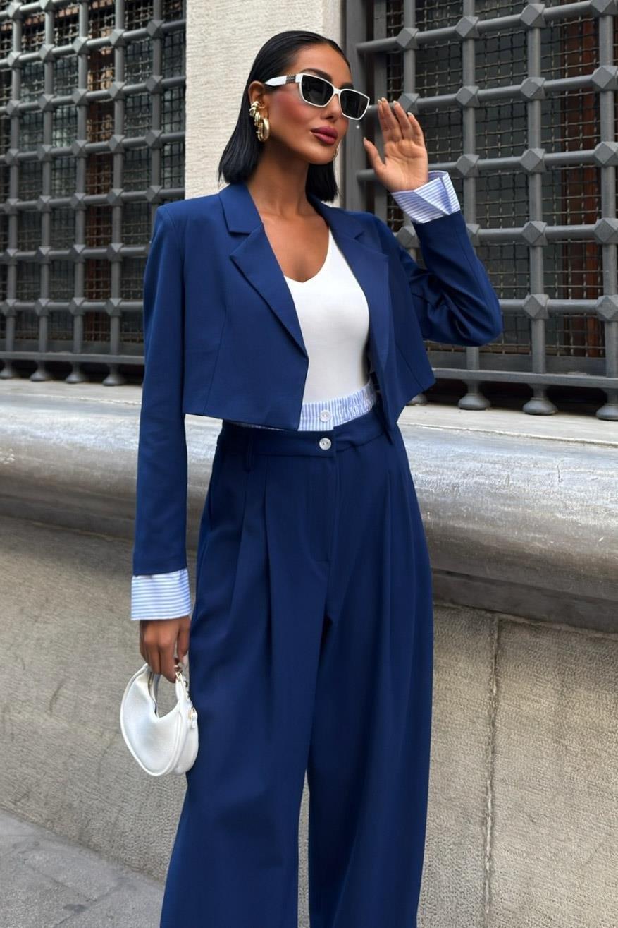 Garni Detaylı Crop Ceketli Takım 10075 R9-I-K3