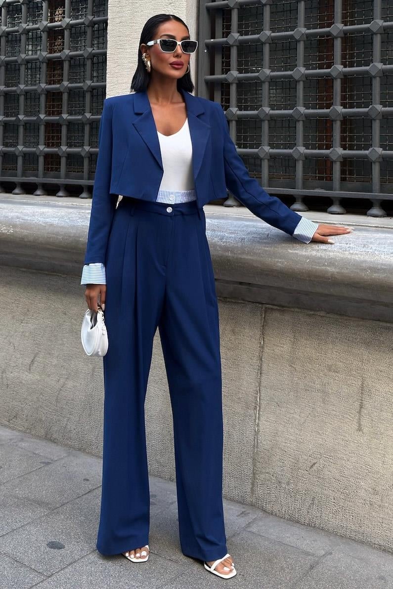 Garni Detaylı Crop Ceketli Takım 10075 R9-I-K3