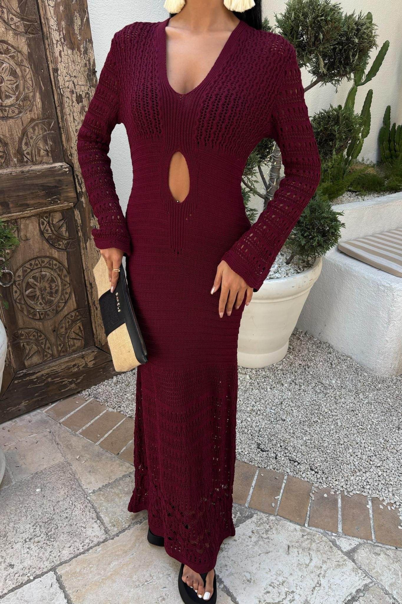 Göbek Dekolteli Ajurlu Elbise 2835 R1-A-K5