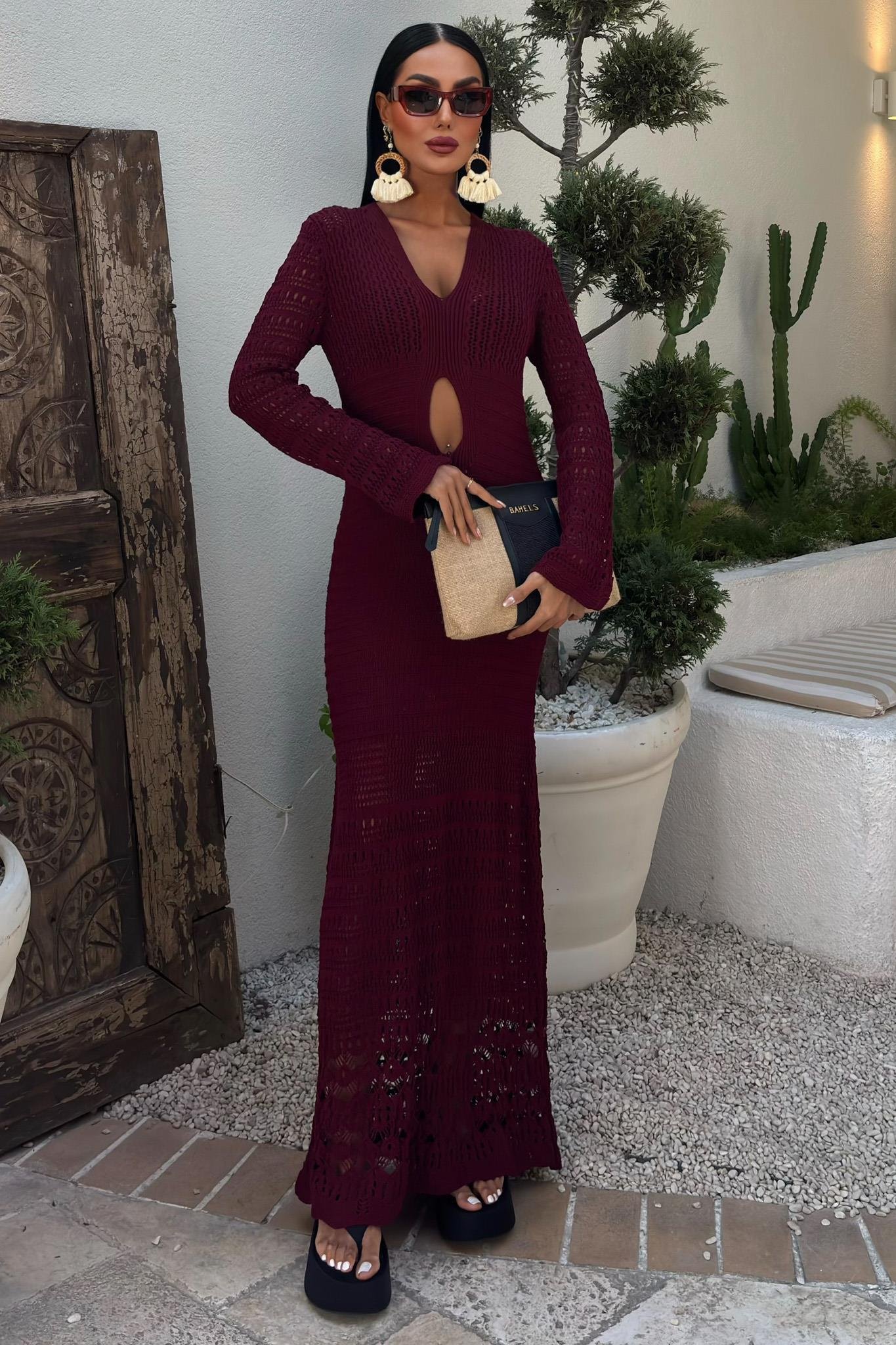 Göbek Dekolteli Ajurlu Elbise 2835 R1-A-K5