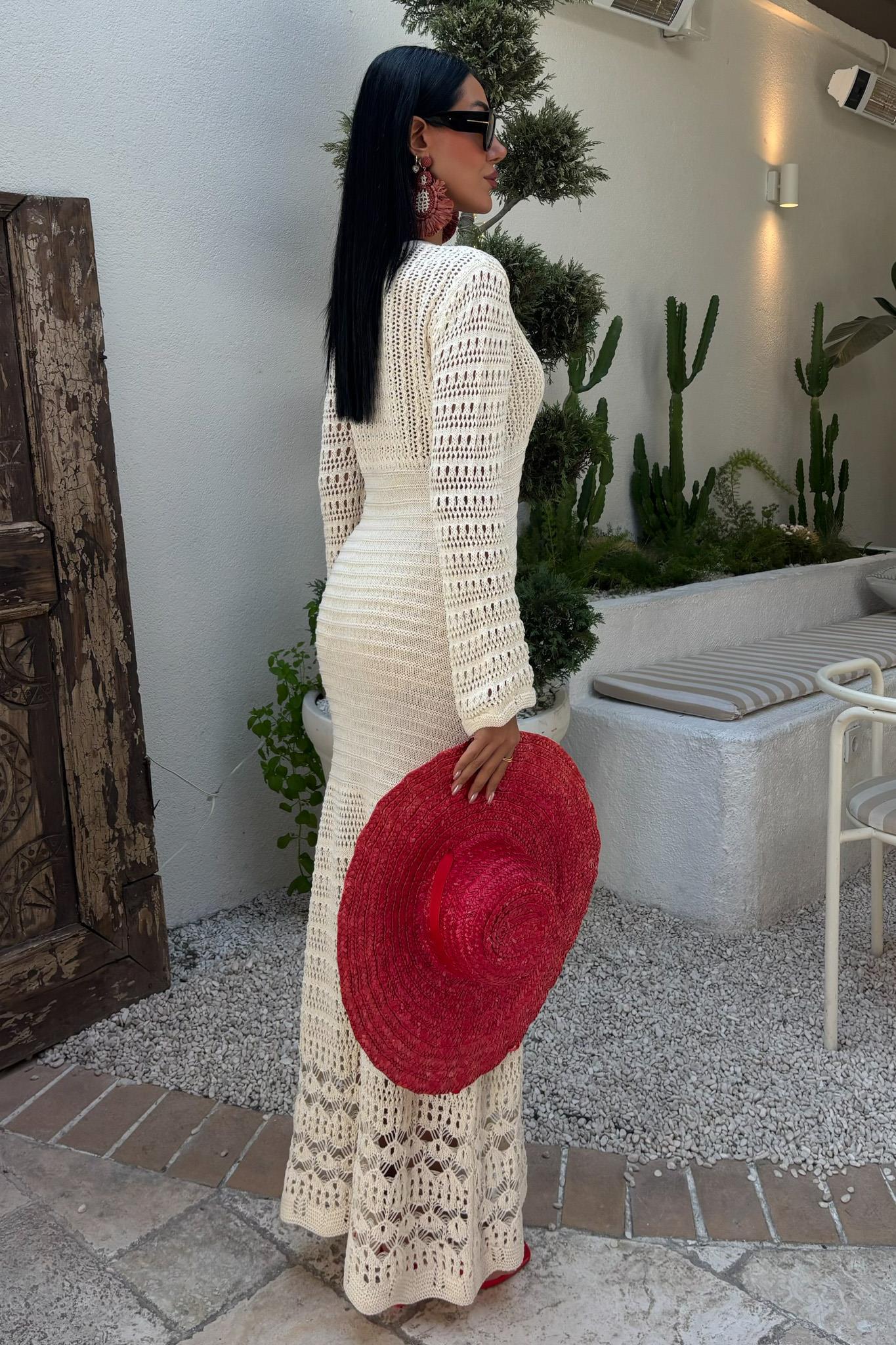 Göbek Dekolteli Ajurlu Elbise 2835 R1-A-K5