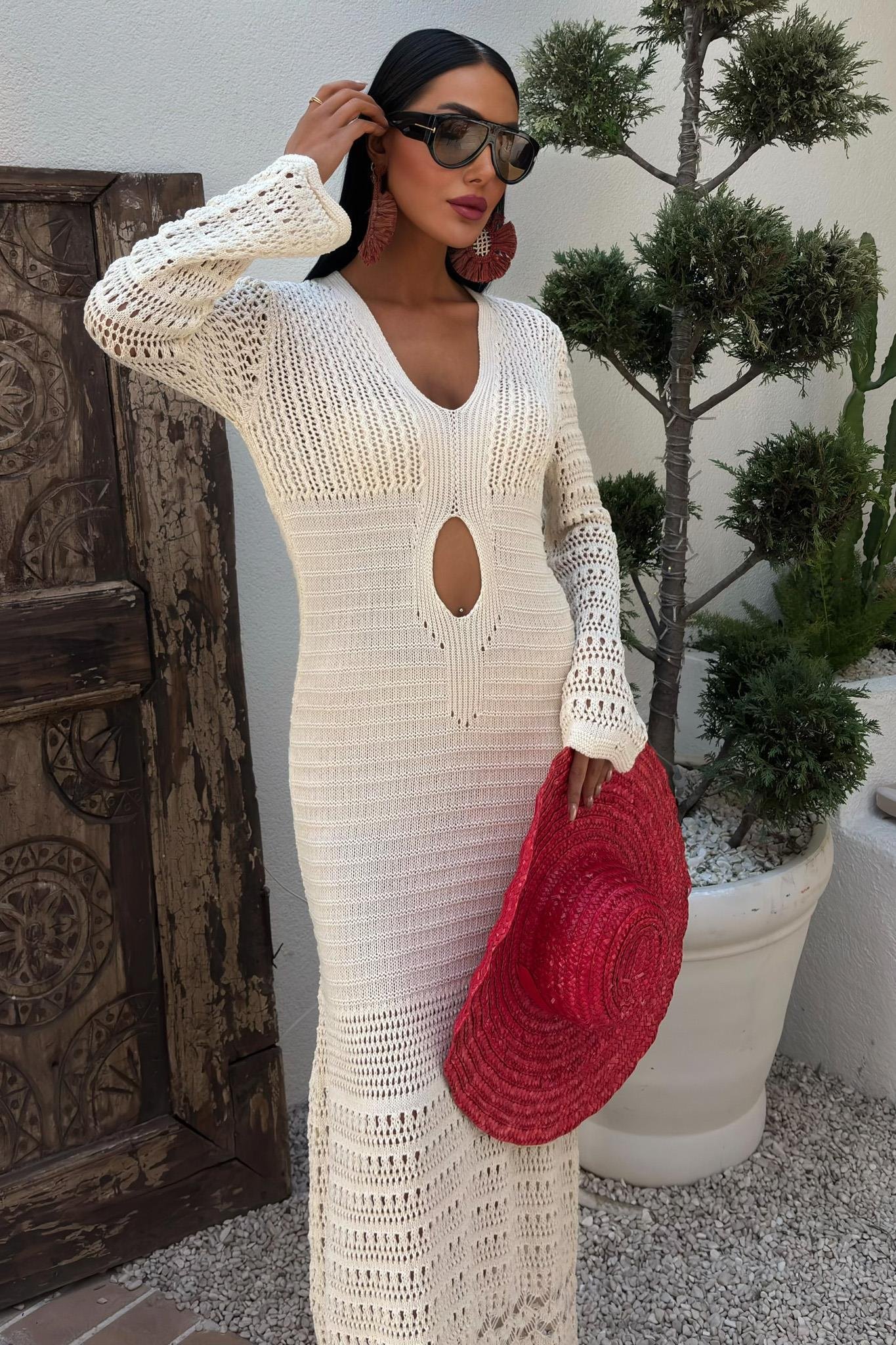 Göbek Dekolteli Ajurlu Elbise 2835 R1-A-K5