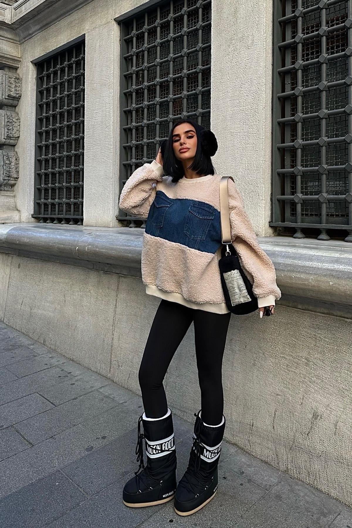 Göğsü Denim Garnili Sweatshirt 3402 R11-C-K5