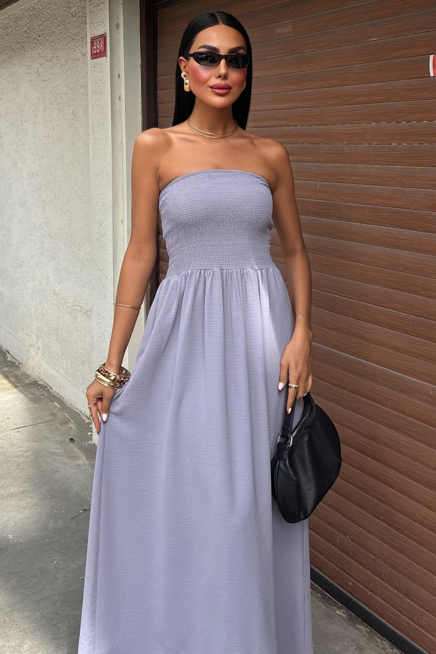 Göğsü Gipeli Straplez Elbise 2878 R7-C-K2