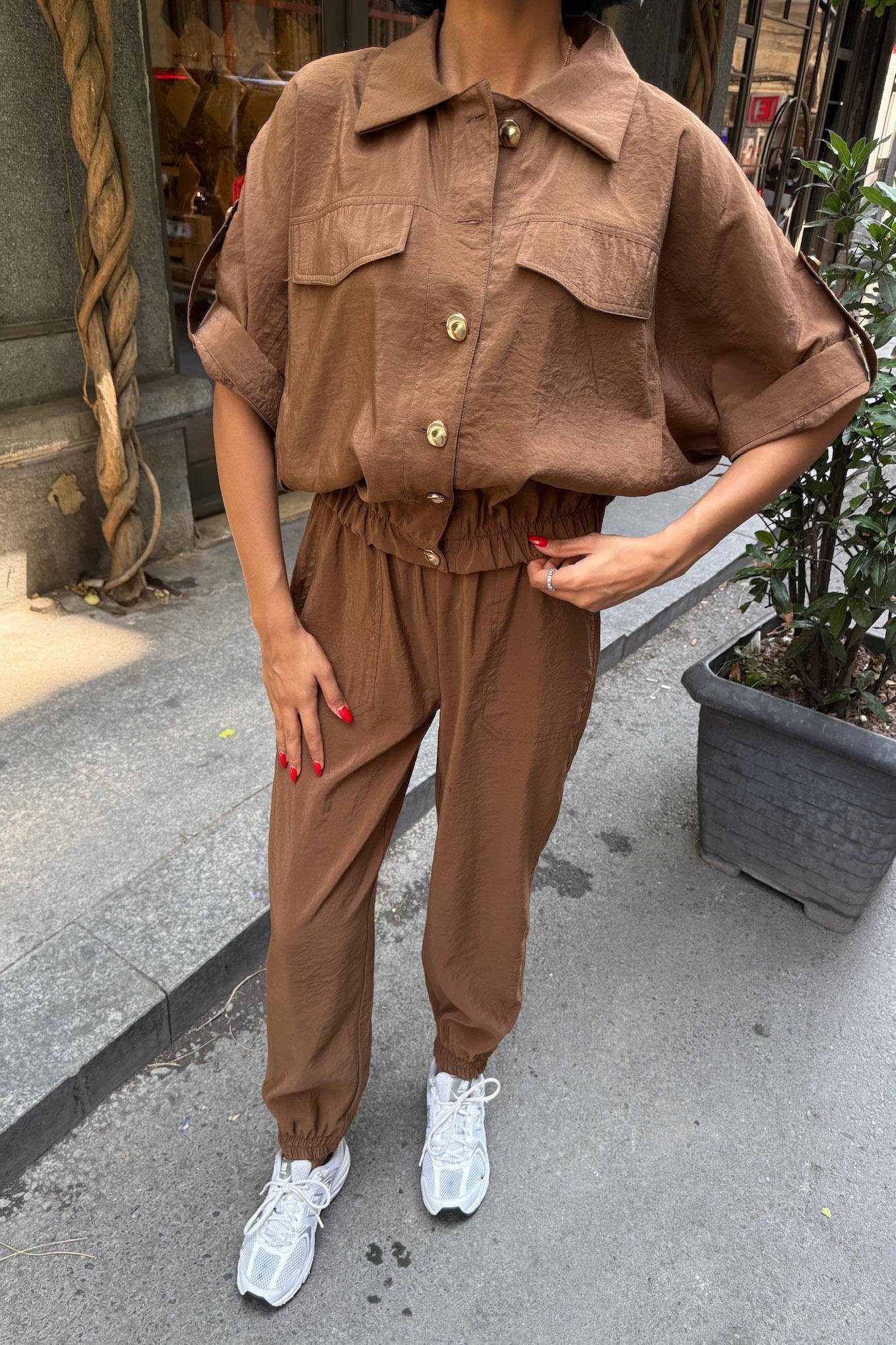 Gold Düğme Detaylı Lastikli Rahat Takım 10243 R6-D-K1