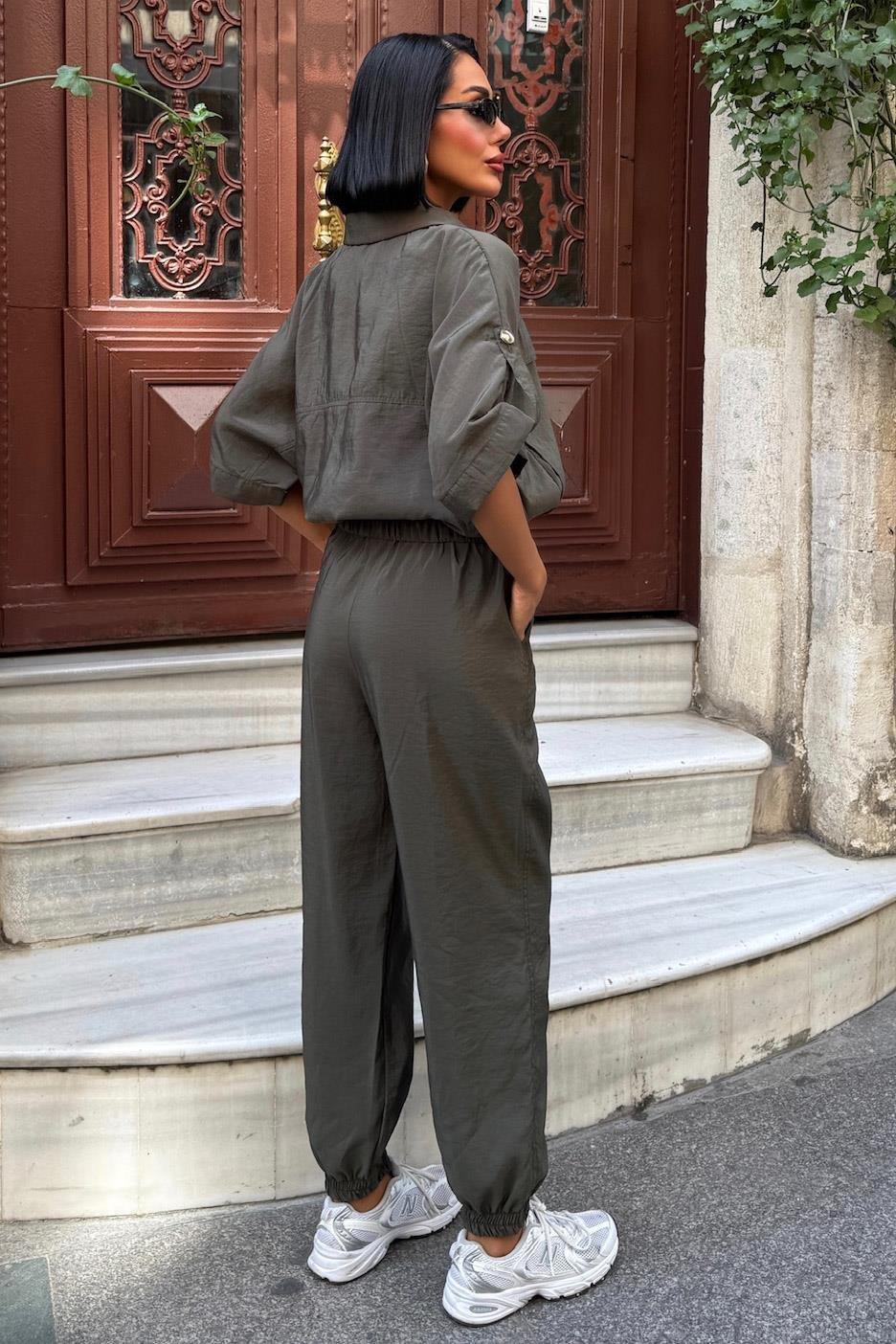 Gold Düğme Detaylı Lastikli Rahat Takım 10243 R6-D-K1