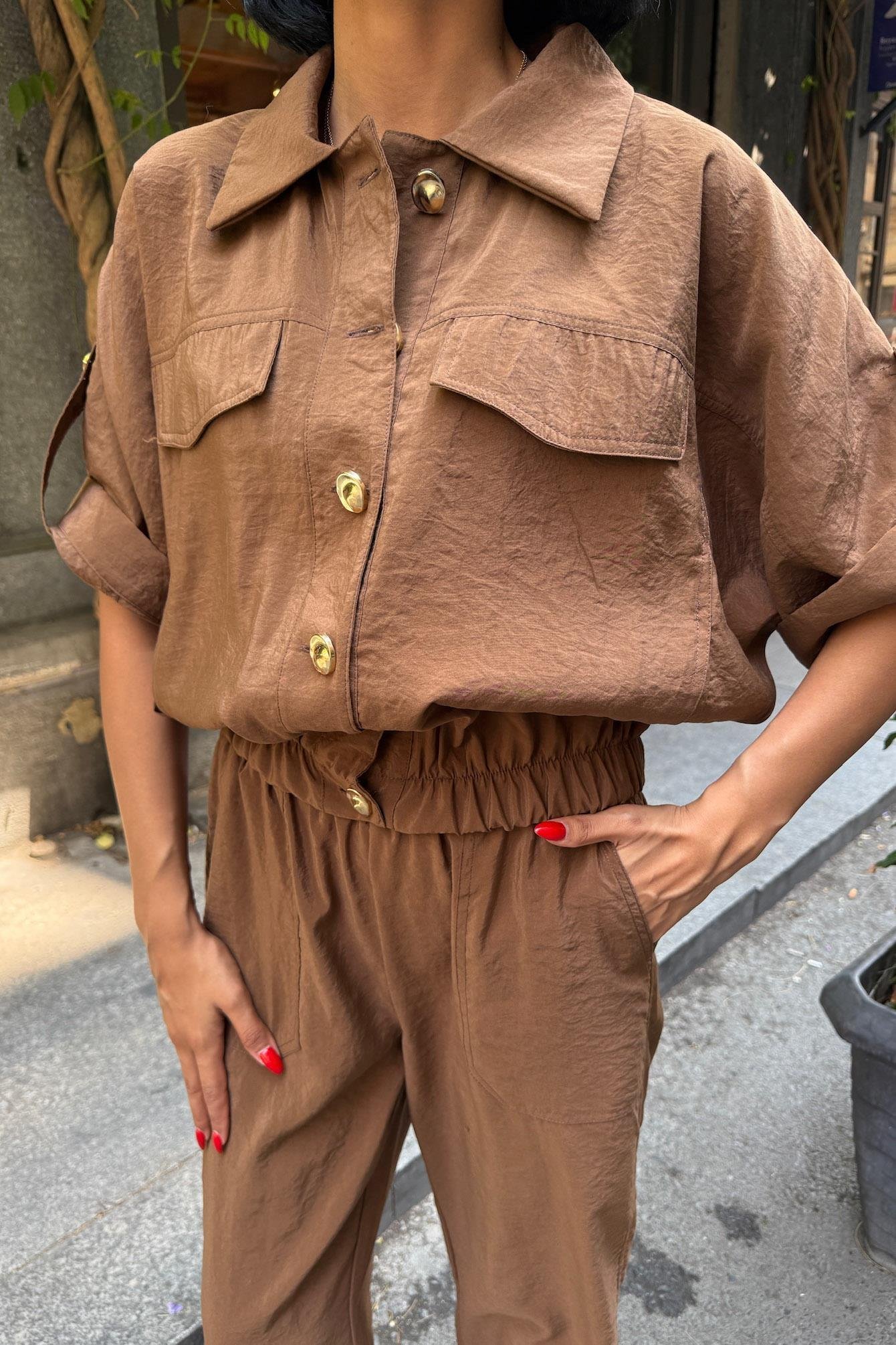 Gold Düğme Detaylı Lastikli Rahat Takım 10243 R6-D-K1