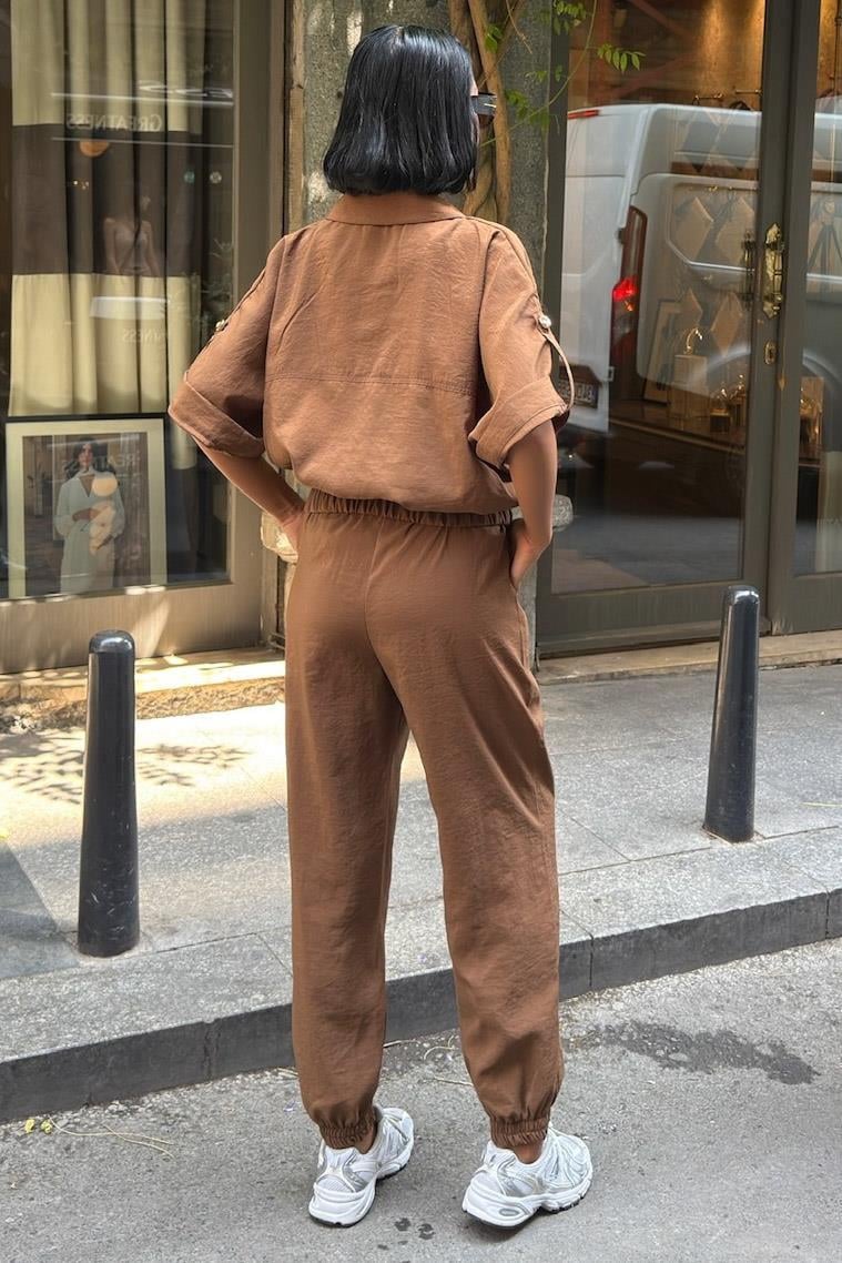 Gold Düğme Detaylı Lastikli Rahat Takım 10243 R6-D-K1