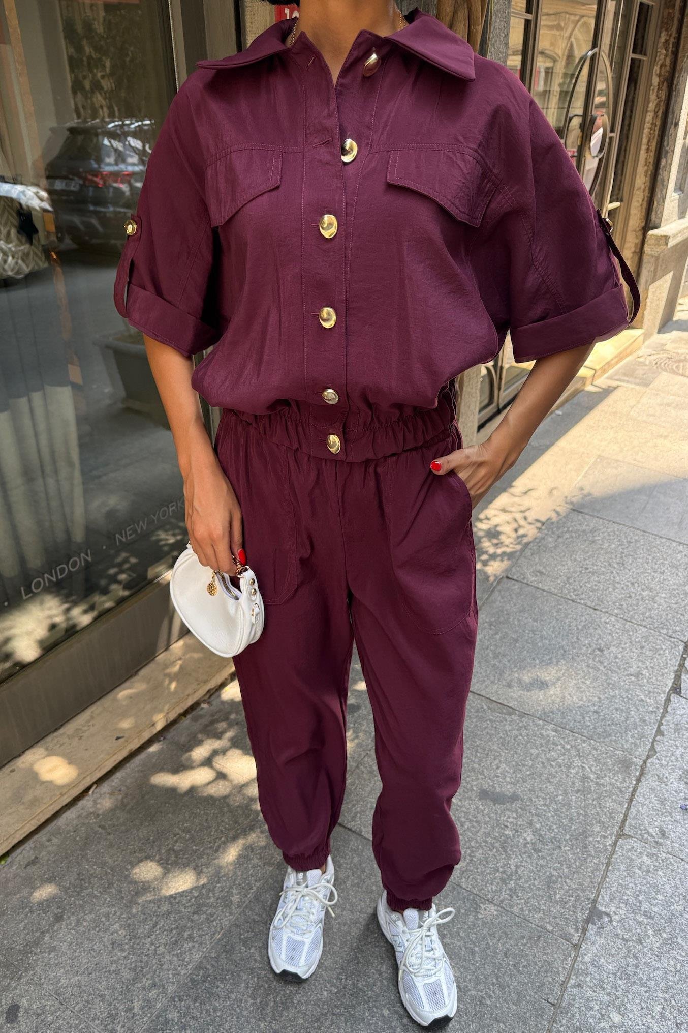 Gold Düğme Detaylı Lastikli Rahat Takım 10243 R6-D-K1