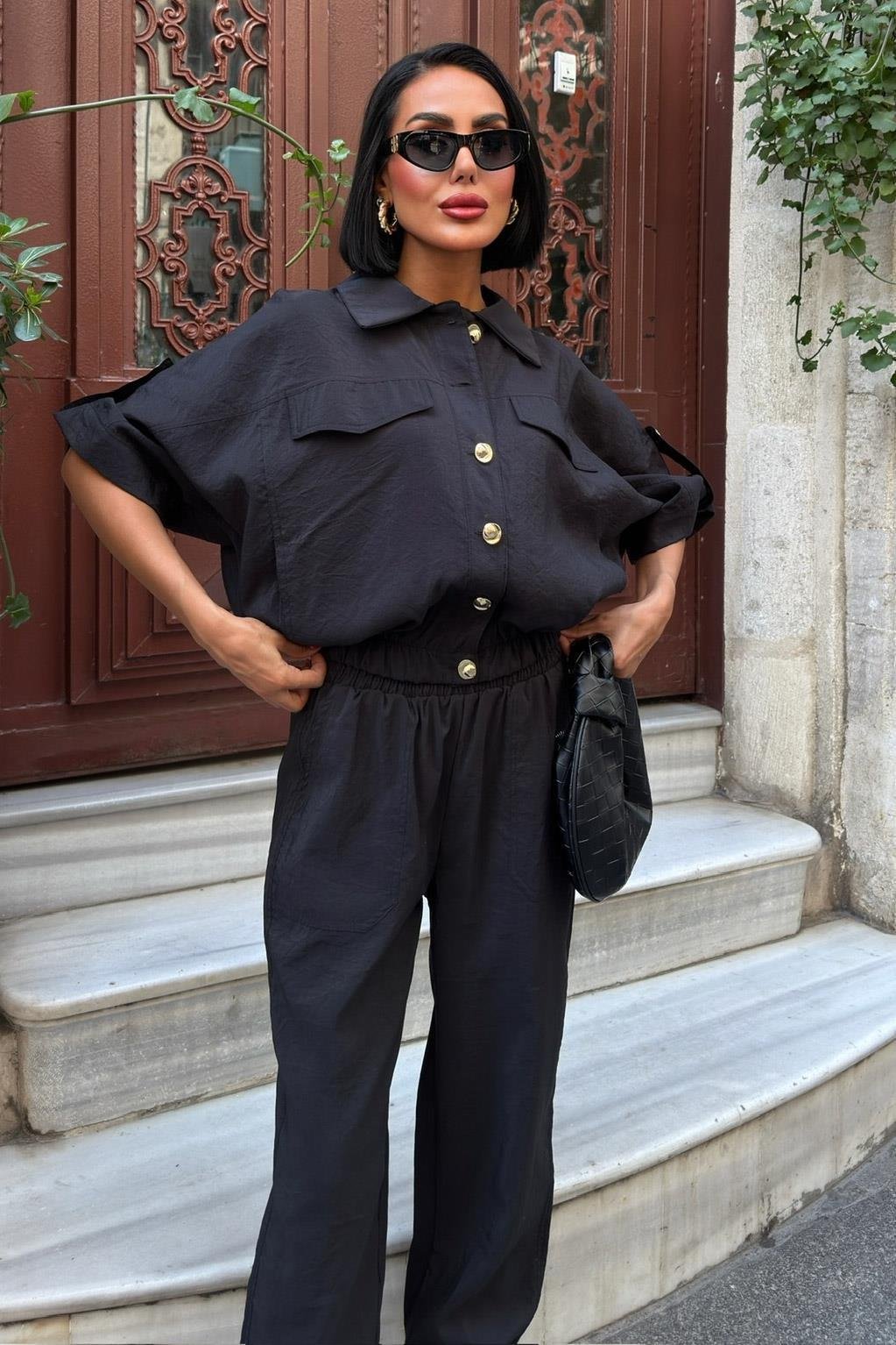 Gold Düğme Detaylı Lastikli Rahat Takım 10243 R6-D-K1