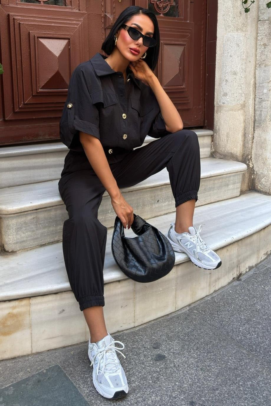 Gold Düğme Detaylı Lastikli Rahat Takım 10243 R6-D-K1