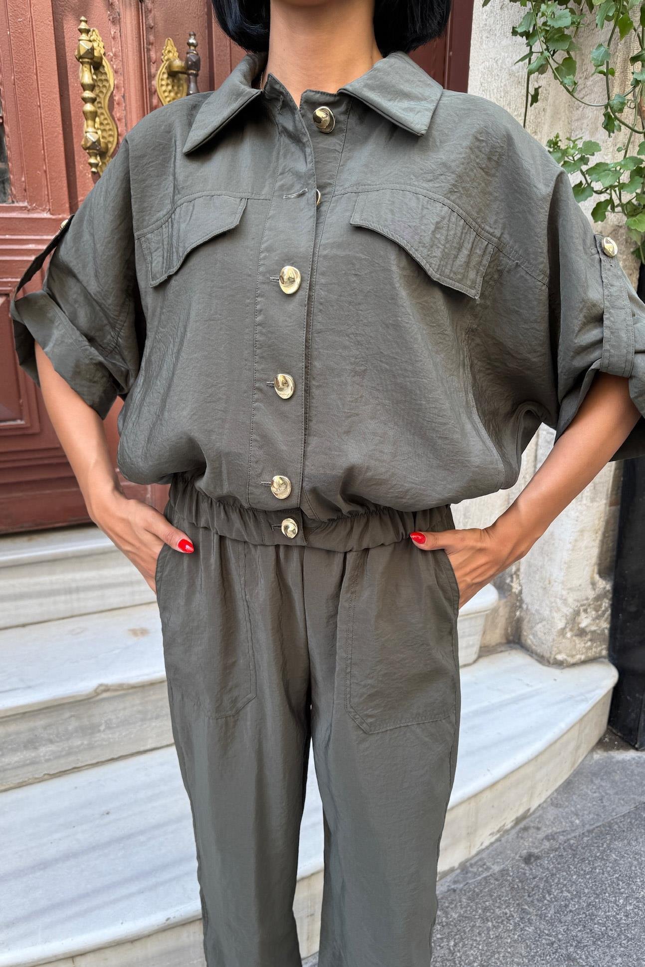 Gold Düğme Detaylı Lastikli Rahat Takım 10243 R6-D-K1