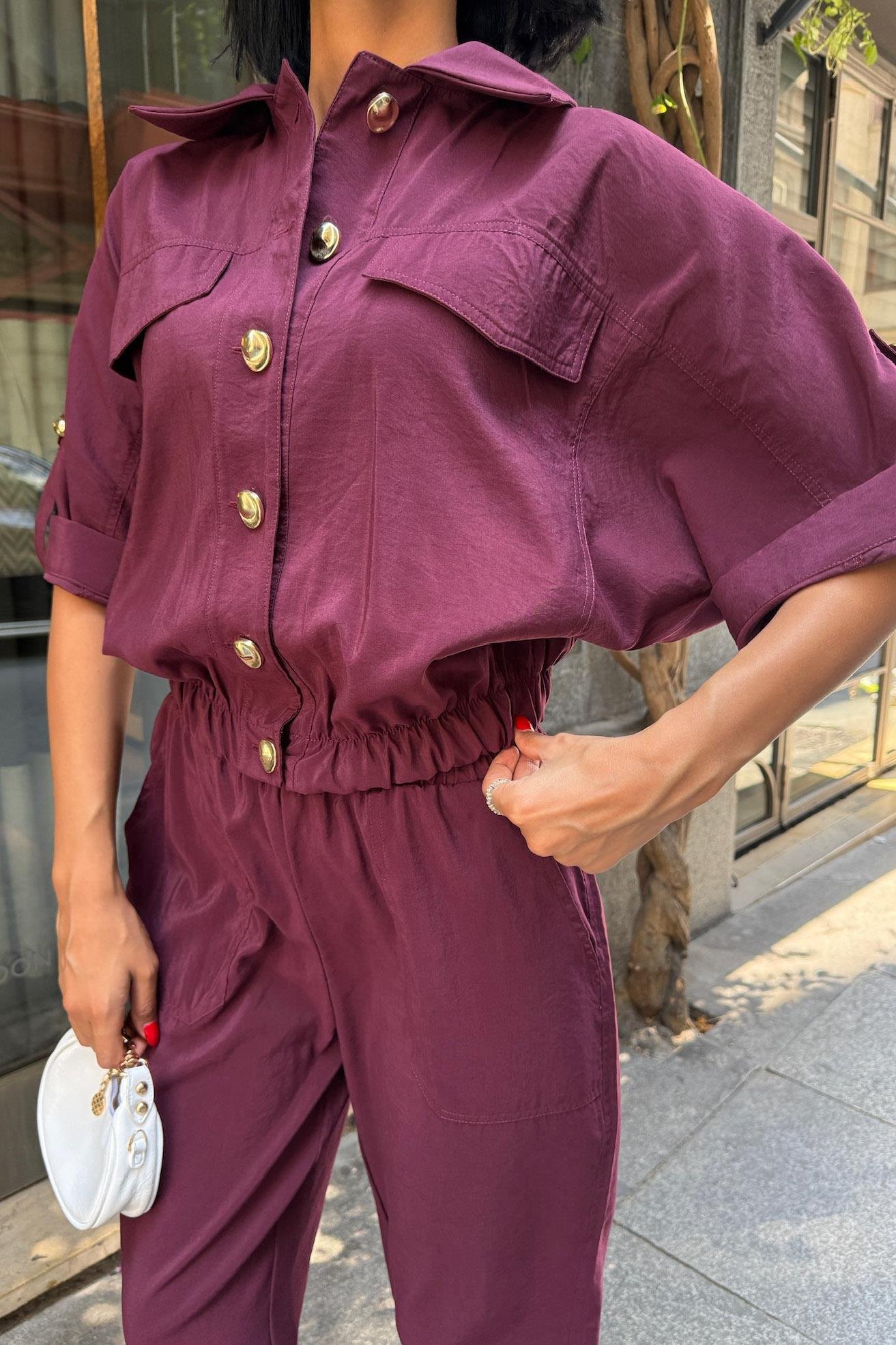 Gold Düğme Detaylı Lastikli Rahat Takım 10243 R6-D-K1