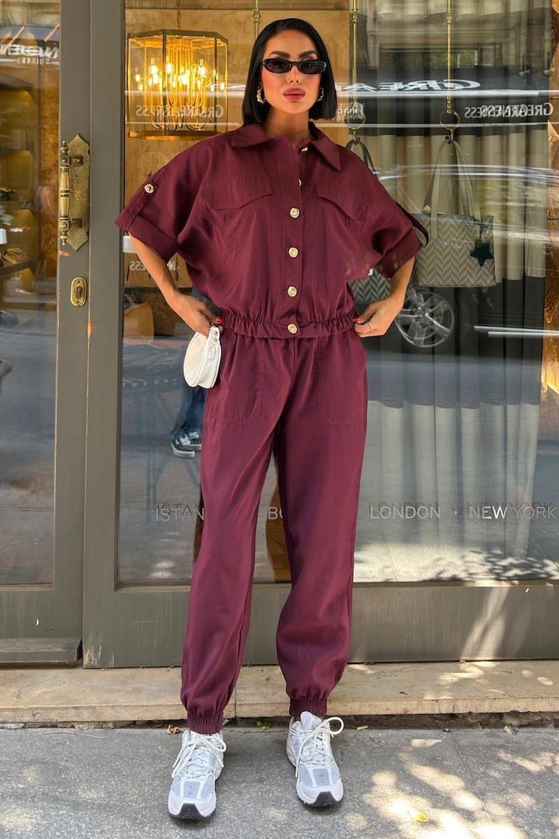 Gold Düğme Detaylı Lastikli Rahat Takım 10243 R6-D-K1