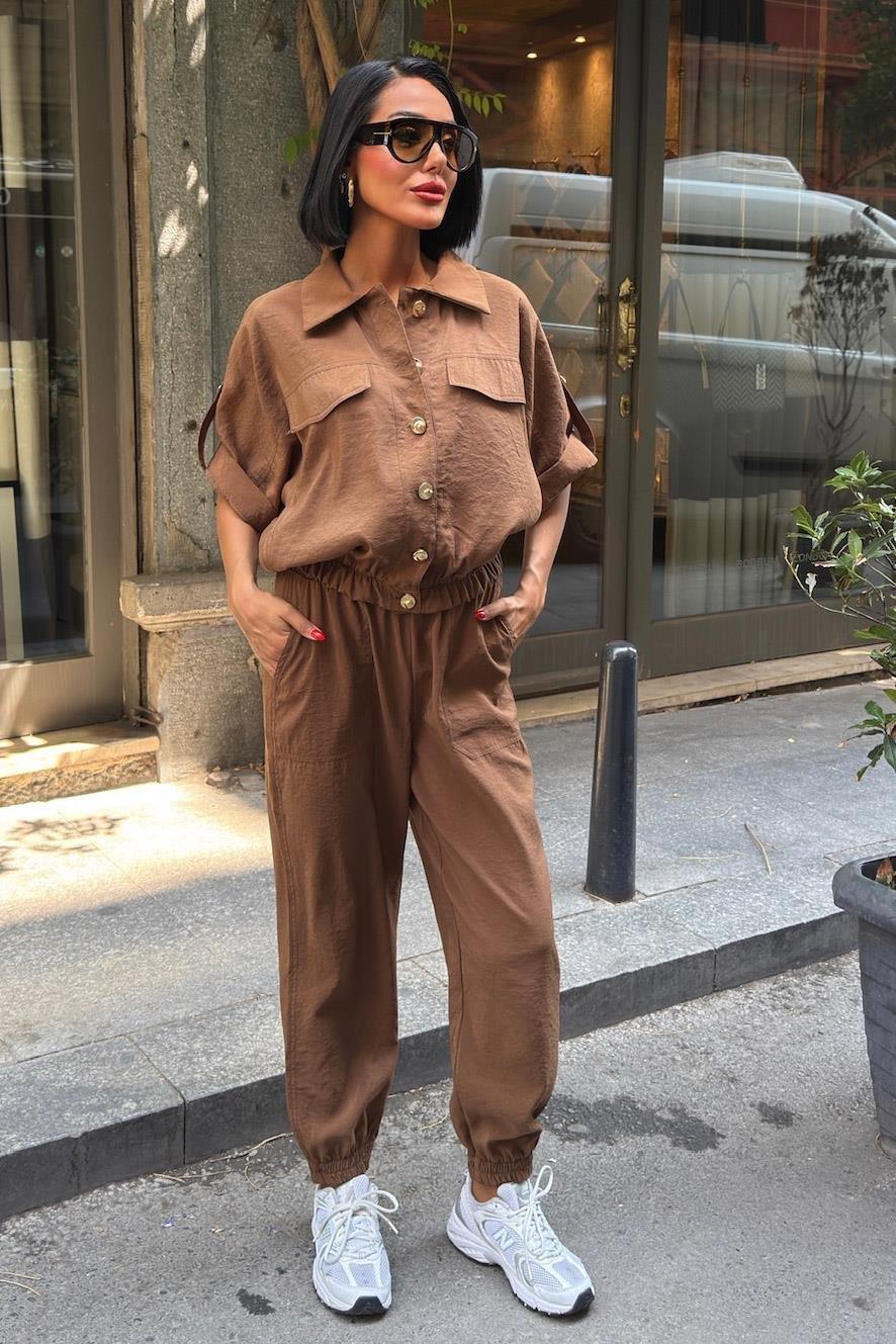 Gold Düğme Detaylı Lastikli Rahat Takım 10243 R6-D-K1