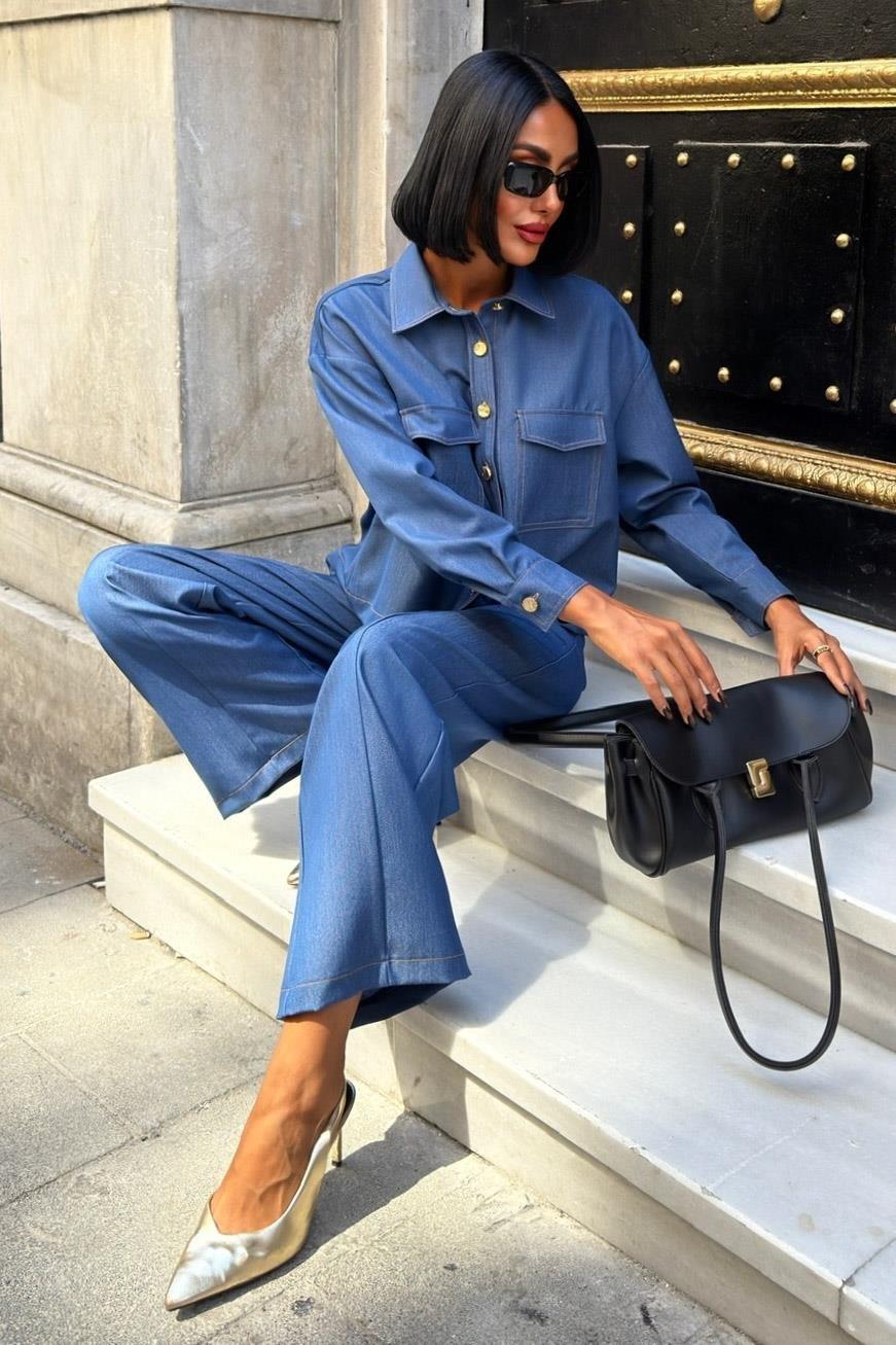 Gömlek ve Palazzo Pantolon Nikol Takım 10244