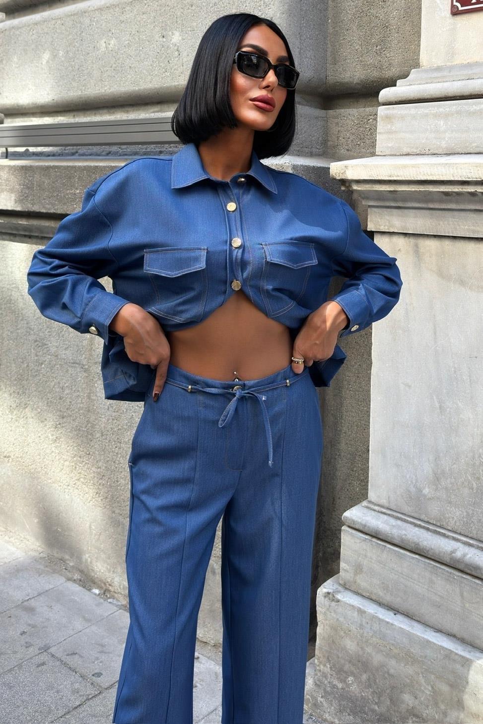 Gömlek ve Palazzo Pantolon Nikol Takım 10244