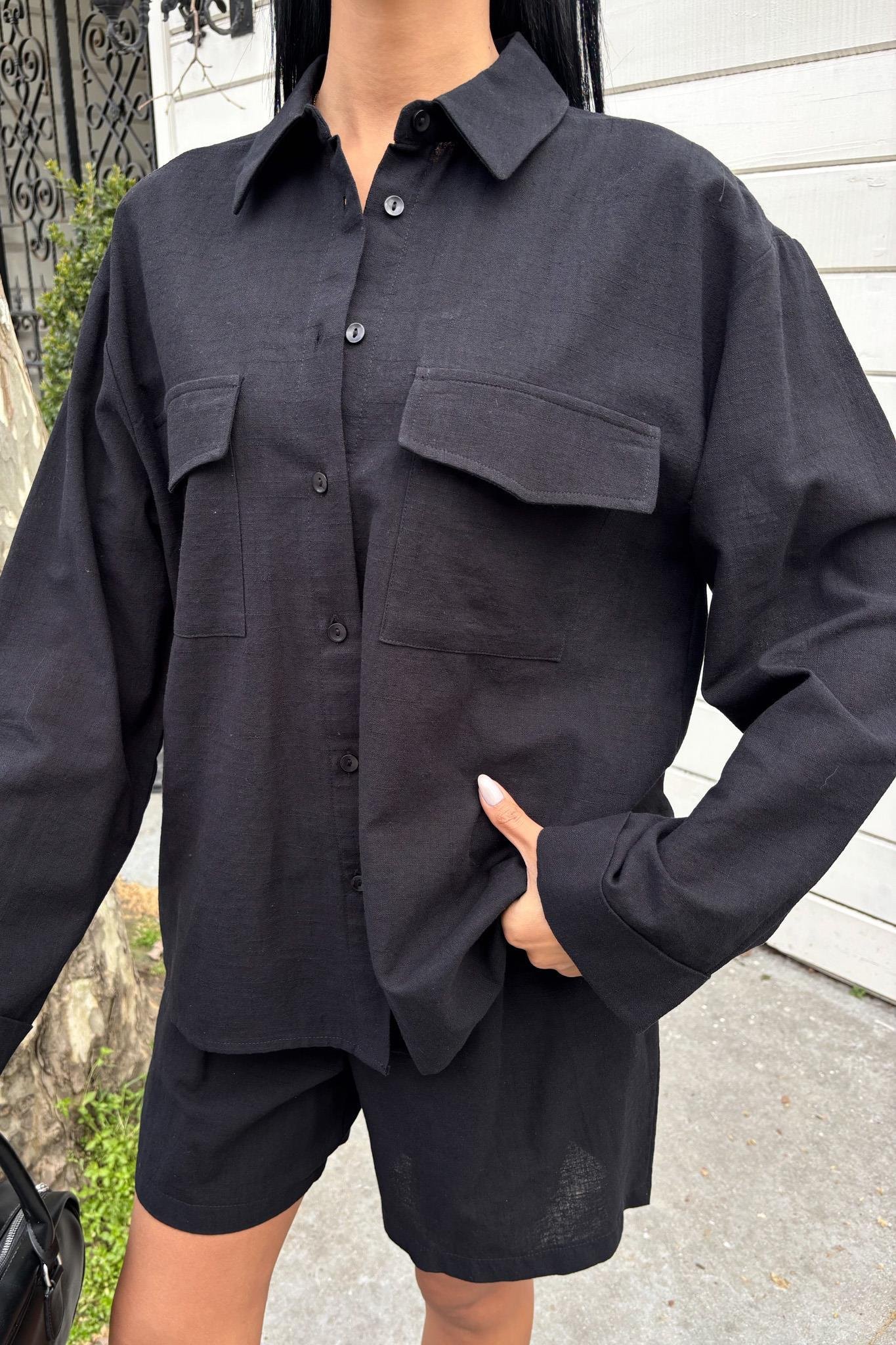 Gömlek ve Şort Flamlı Keten Takım 10130 R9-E-K2