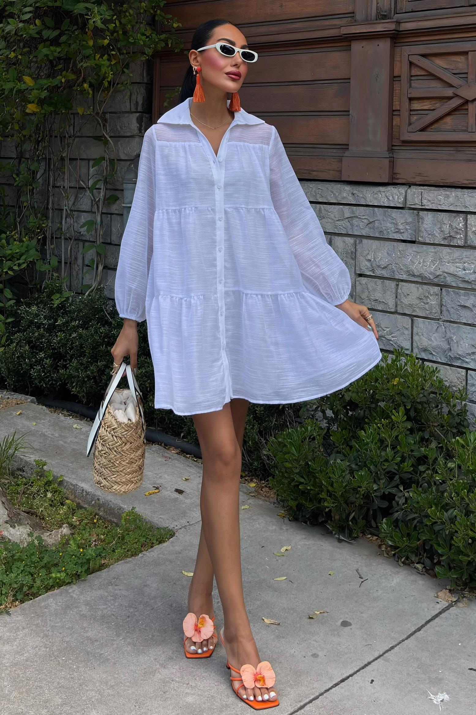 Gömlek Yaka Pileli Elbise 2898 R5-E-K5