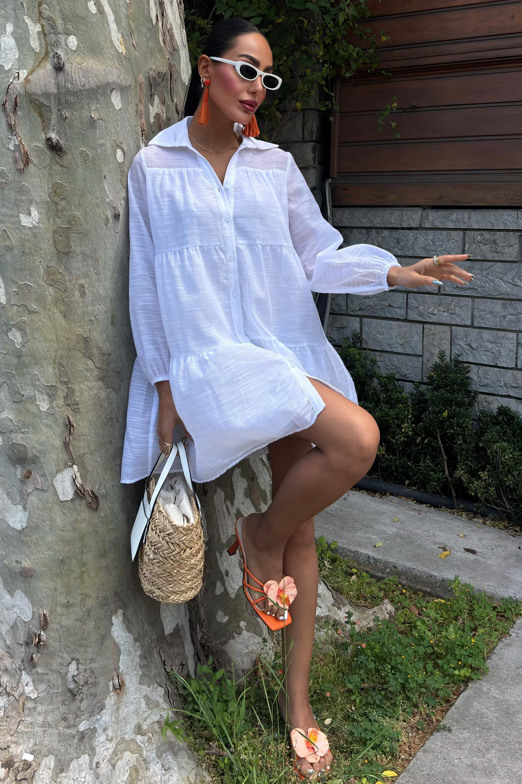 Gömlek Yaka Pileli Elbise 2898 R5-E-K5