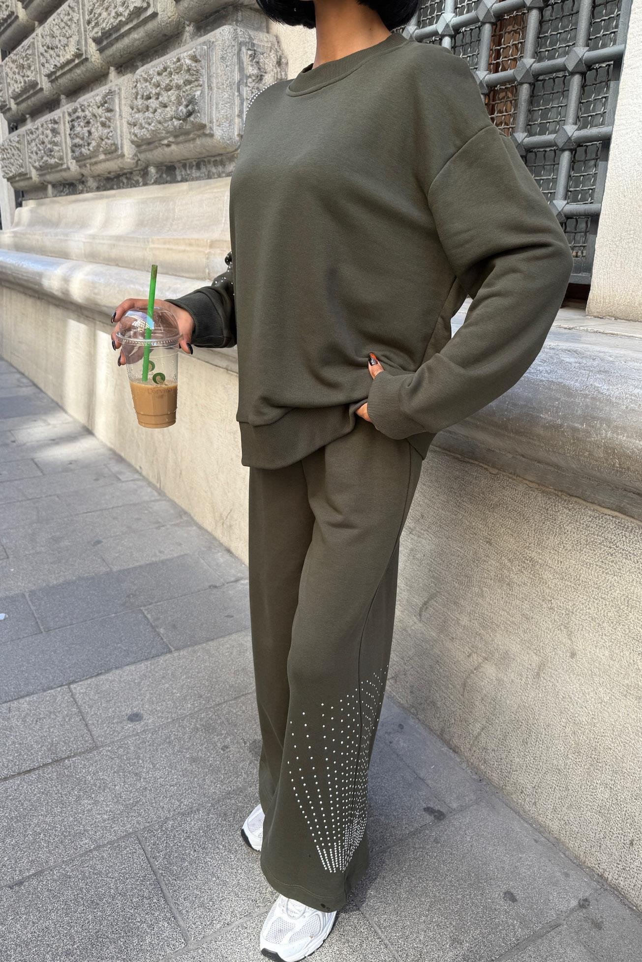 Gümüş Taşlı Dokuma Oversize Takım 9986 R1-M-K3