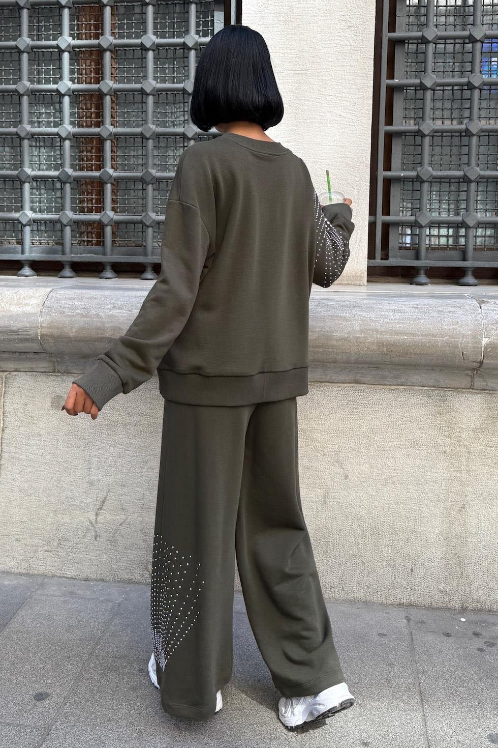 Gümüş Taşlı Dokuma Oversize Takım 9986 R1-M-K3