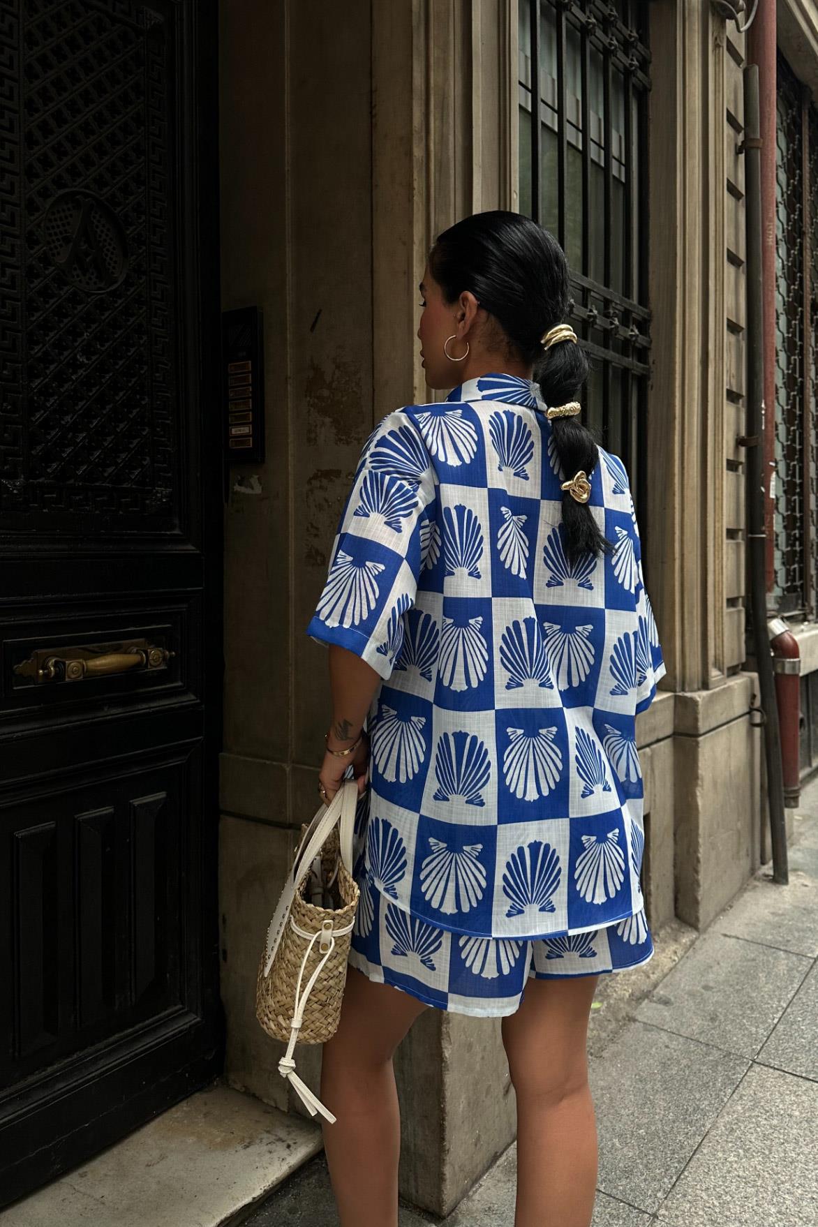 Hailey Desenli Keten Takım 9813-0025