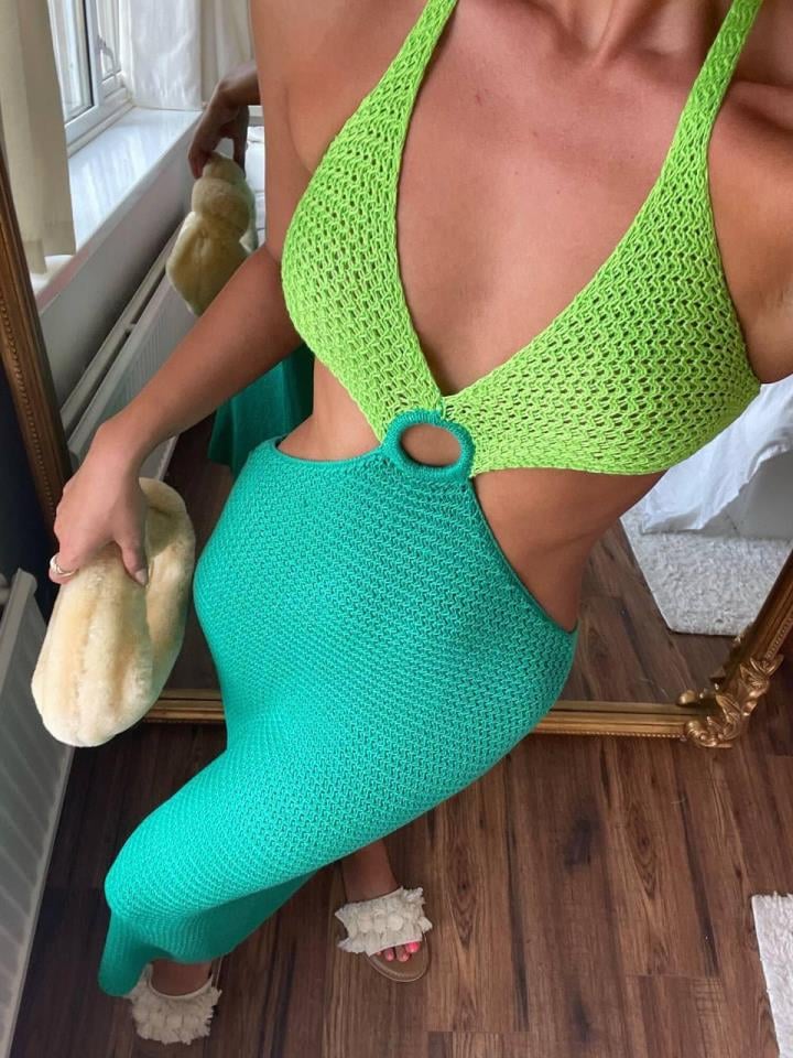 Halka Detay Triko Elbise